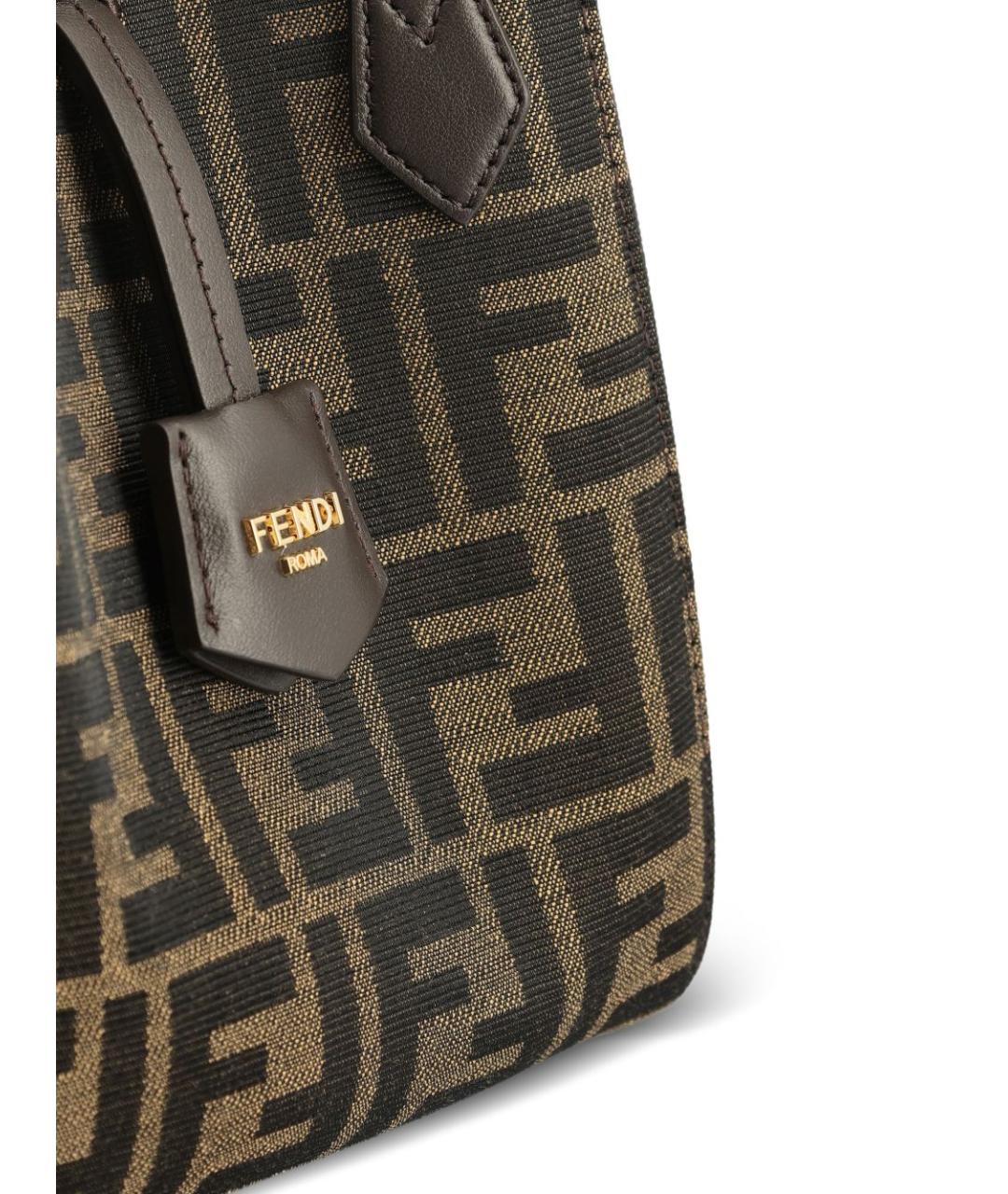 FENDI Коричневая тканевая сумка через плечо, фото 4
