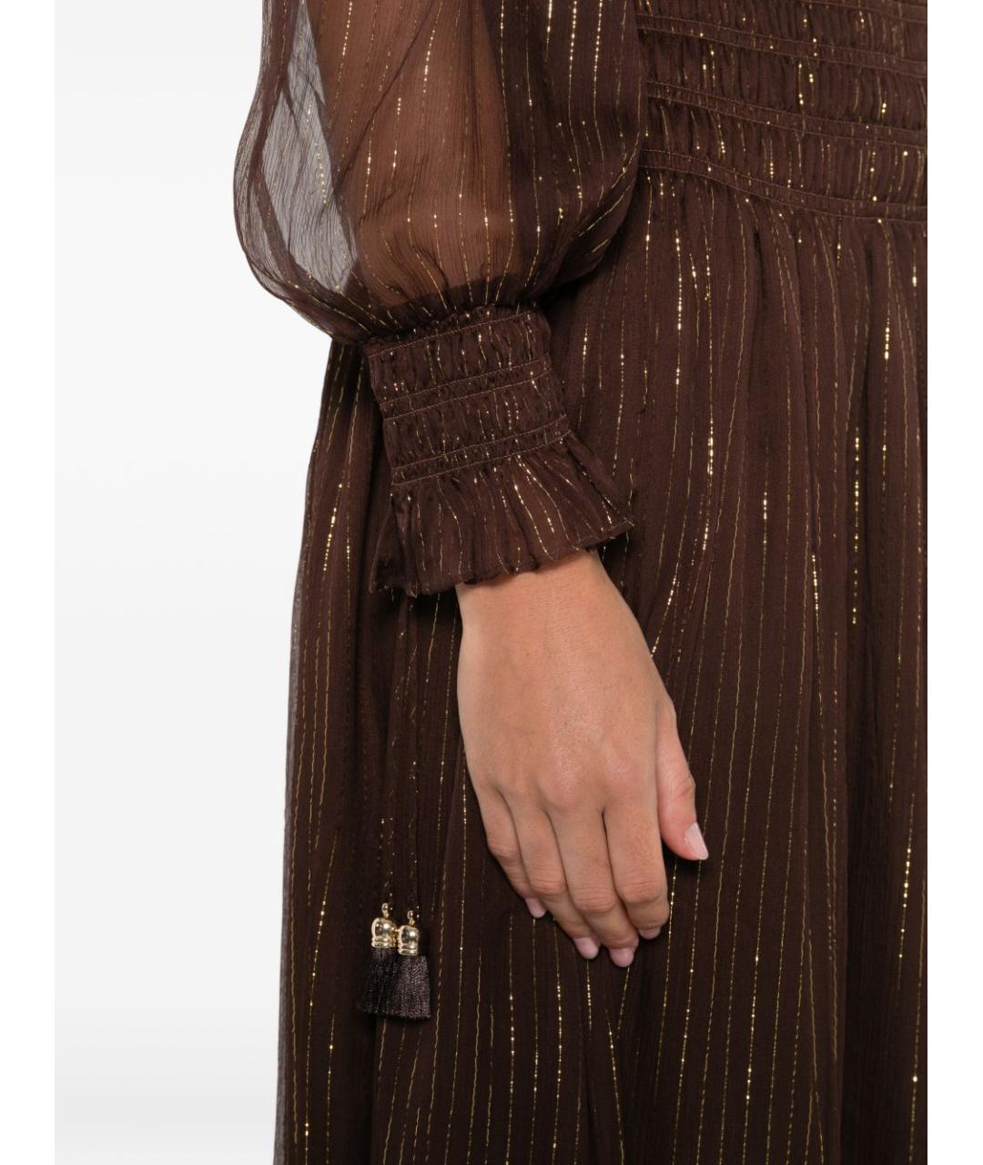 SELF-PORTRAIT Коричневое шелковое платье, фото 4