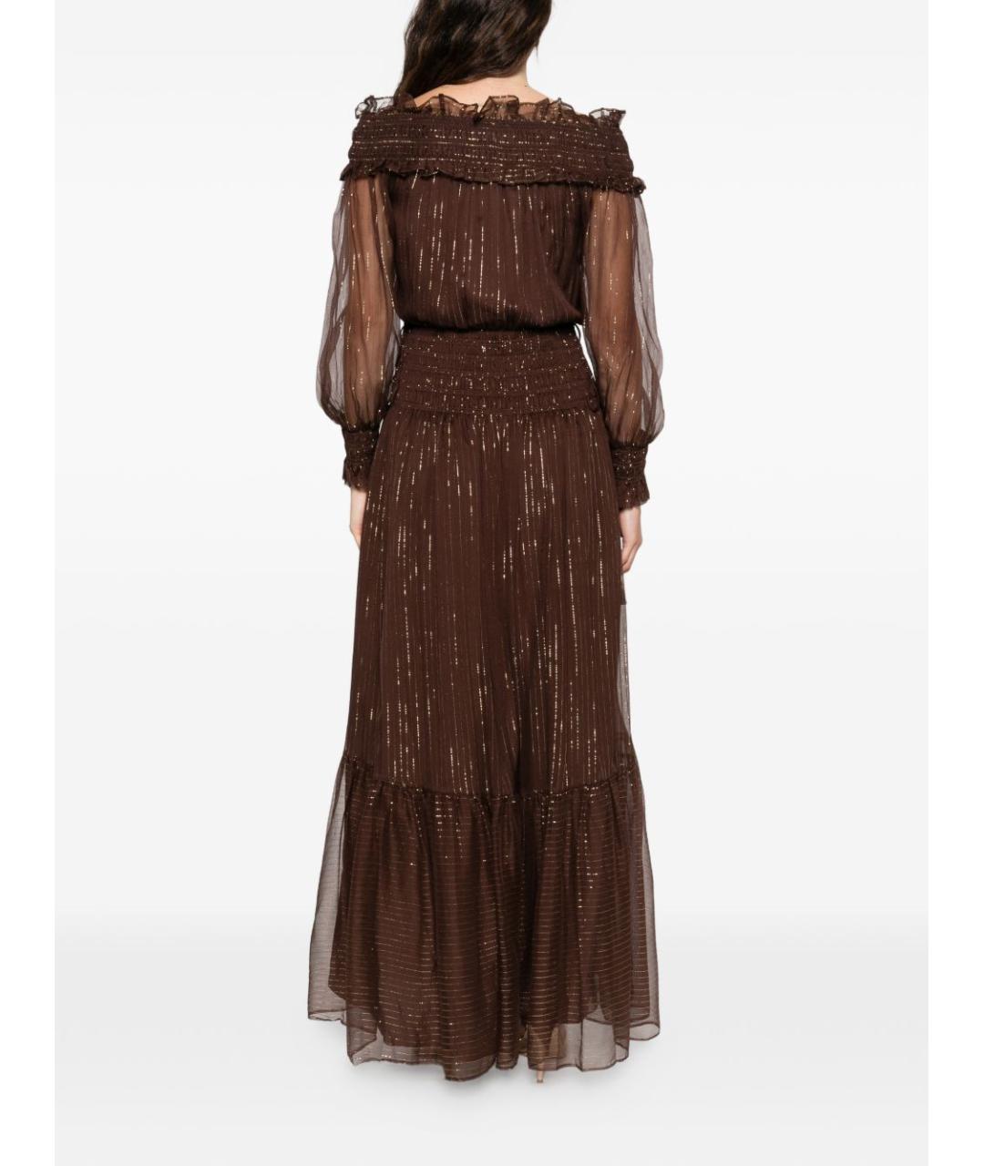 SELF-PORTRAIT Коричневое шелковое платье, фото 2