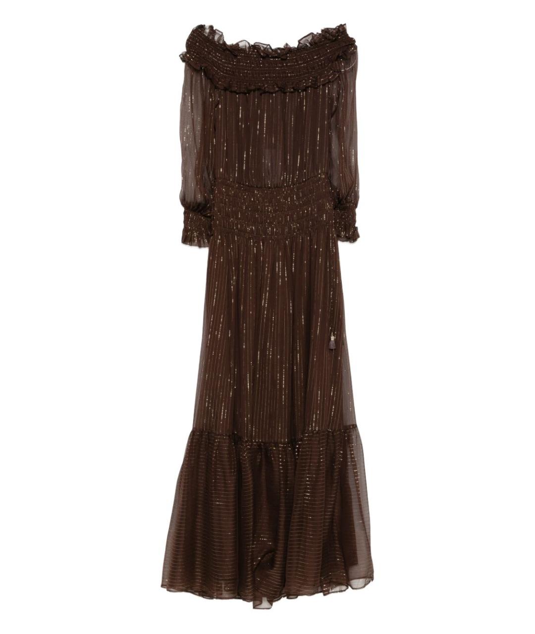 SELF-PORTRAIT Коричневое шелковое платье, фото 1