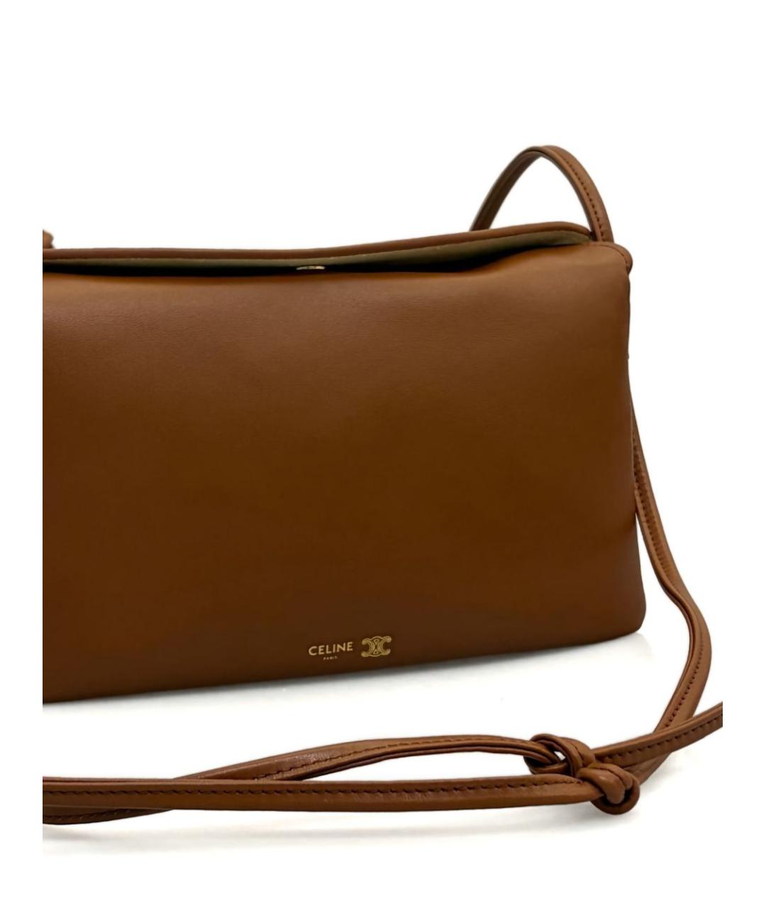 CELINE Коричневая кожаная сумка через плечо, фото 2