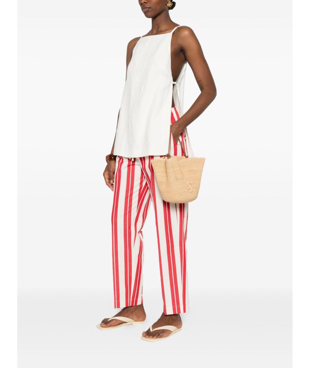 FORTE FORTE Красные хлопковые прямые брюки, фото 3