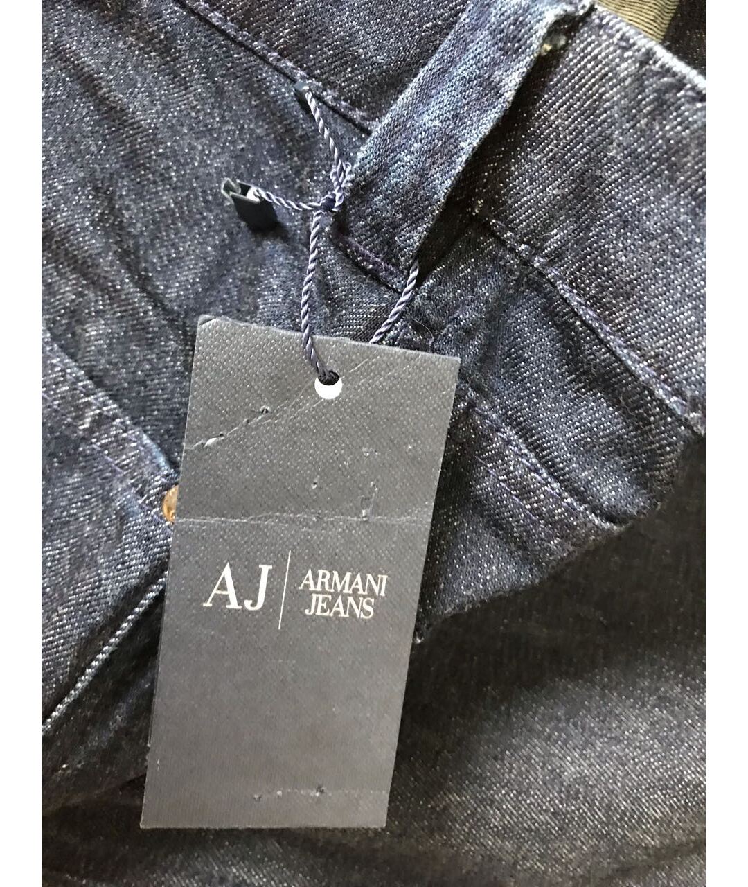 ARMANI JEANS Темно-синие хлопко-эластановые прямые джинсы, фото 8