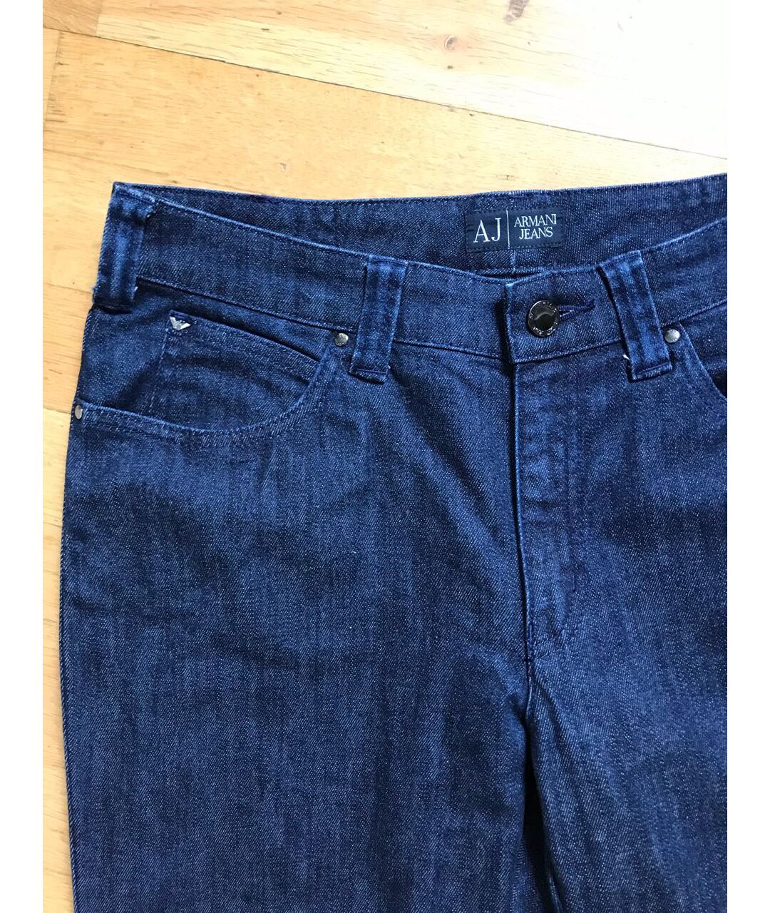 ARMANI JEANS Темно-синие хлопко-эластановые прямые джинсы, фото 2