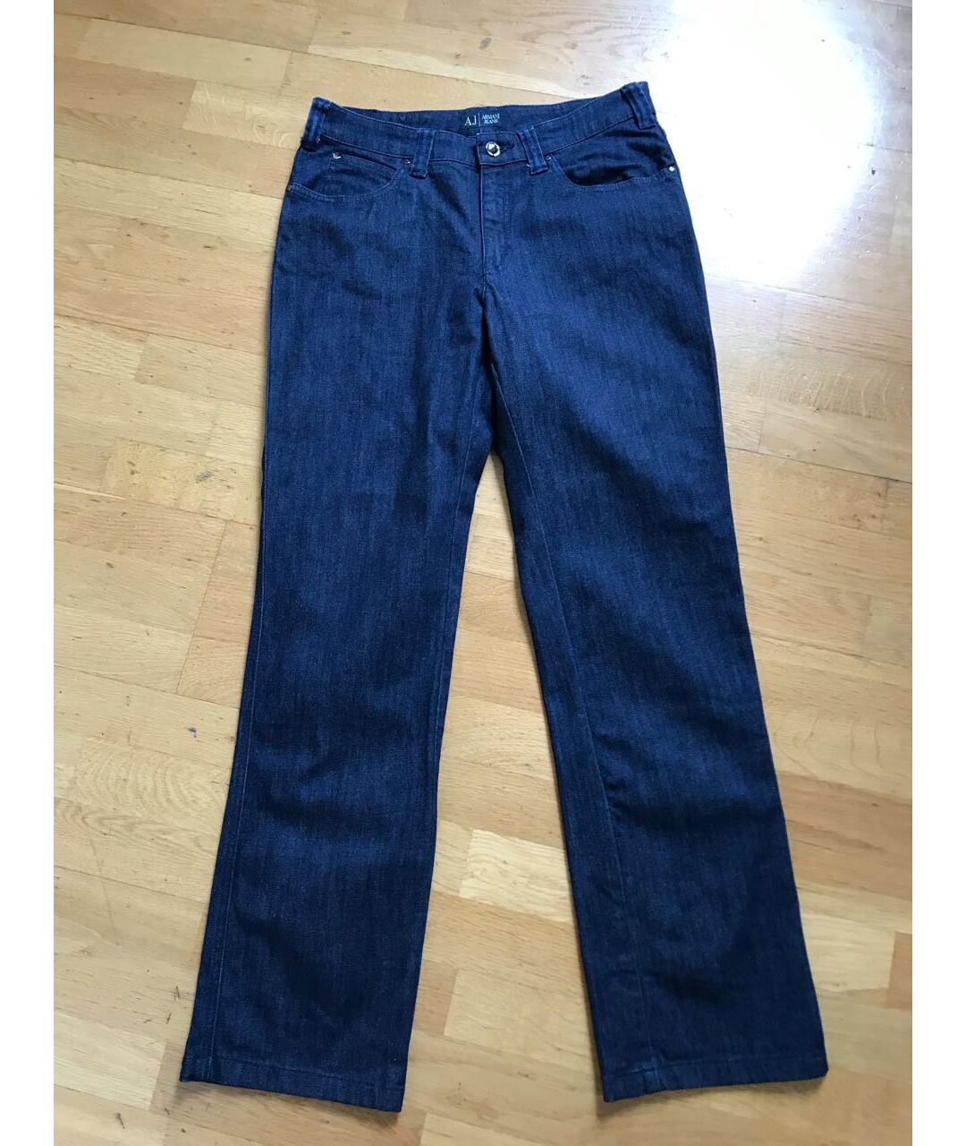 ARMANI JEANS Темно-синие хлопко-эластановые прямые джинсы, фото 9