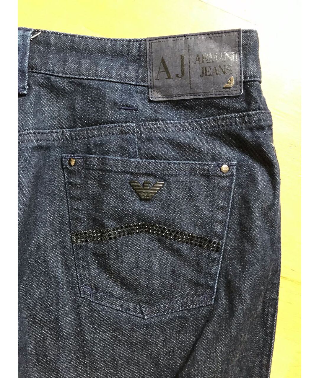 ARMANI JEANS Темно-синие хлопко-эластановые прямые джинсы, фото 6