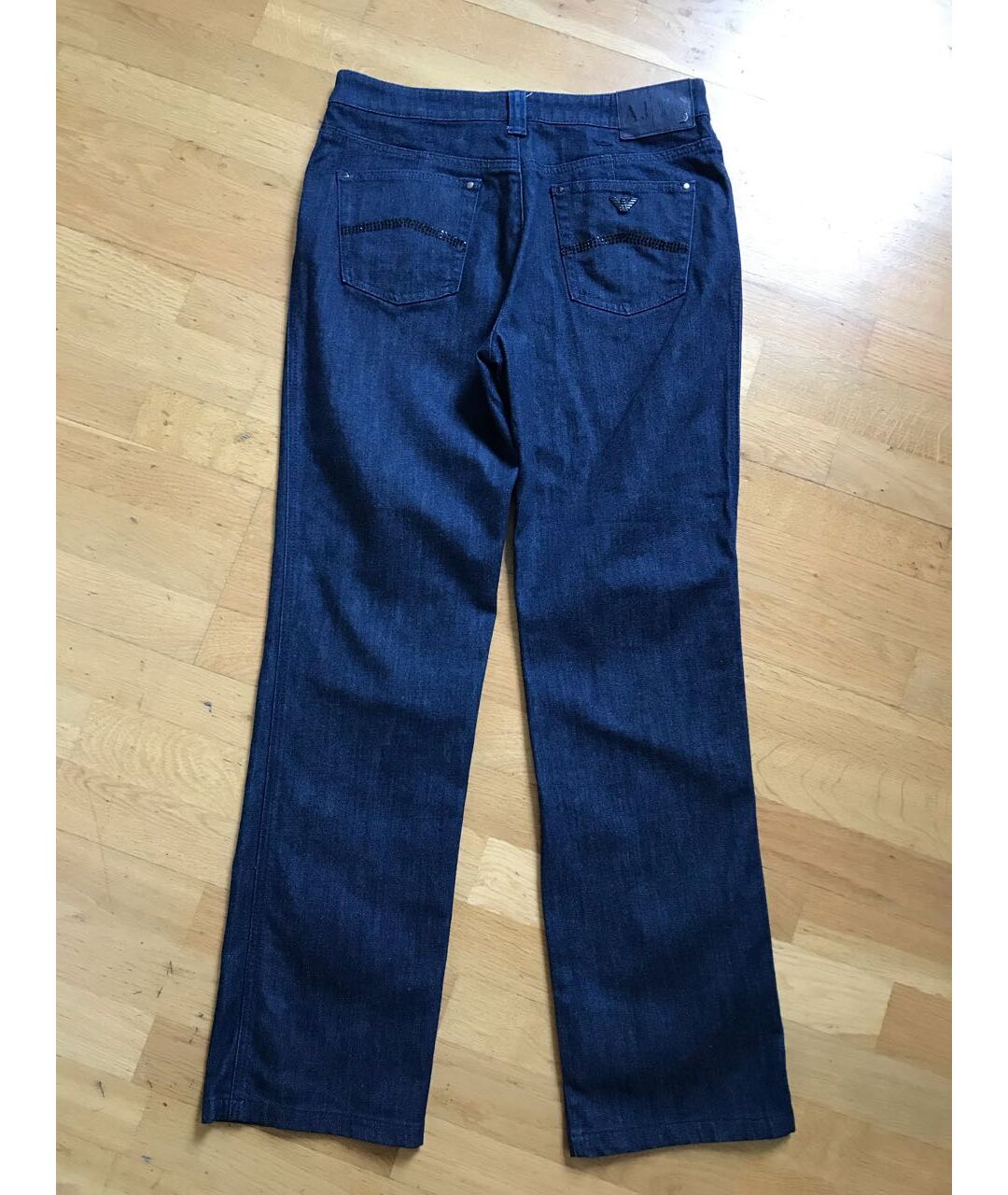 ARMANI JEANS Темно-синие хлопко-эластановые прямые джинсы, фото 5