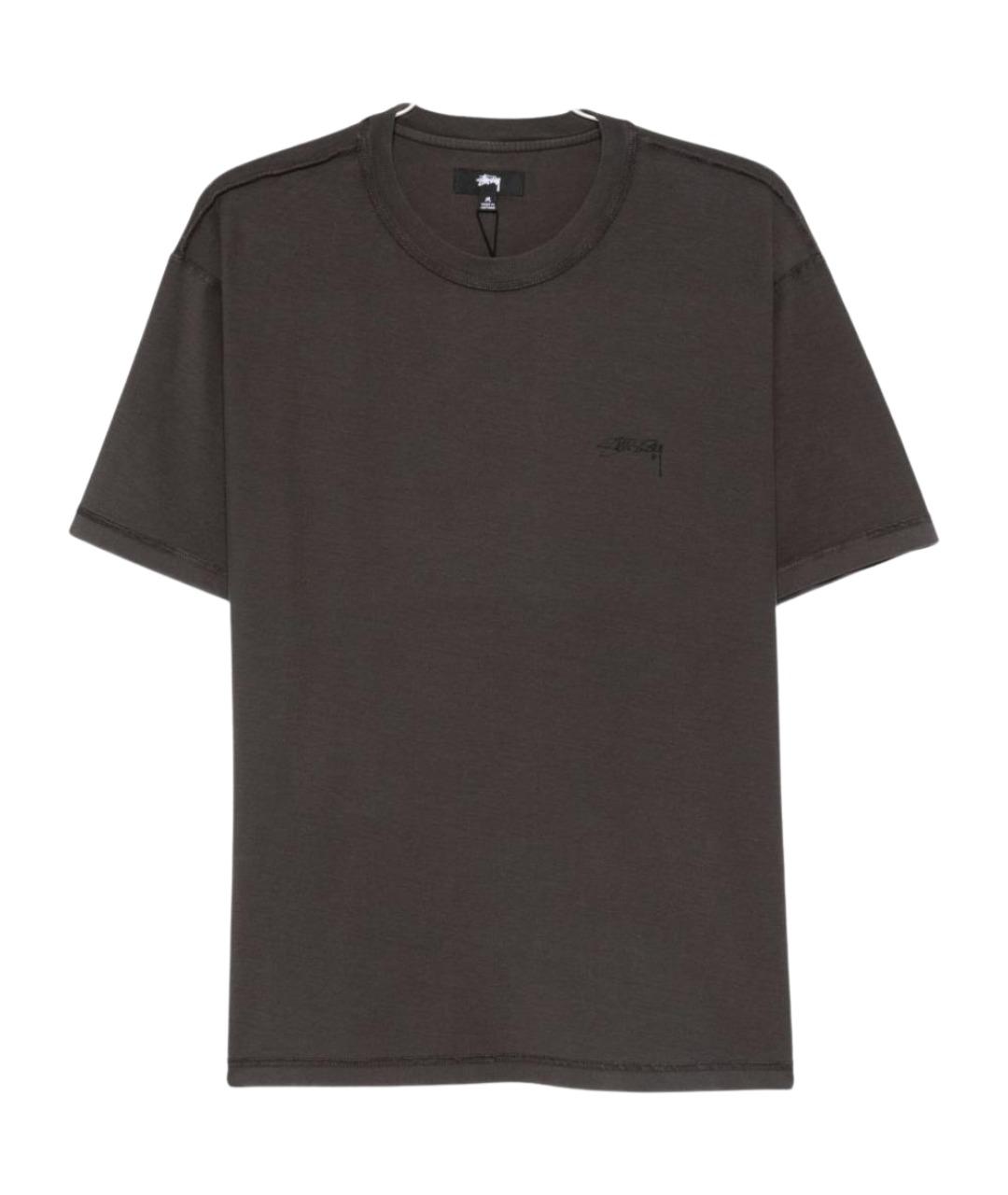 STUSSY Черная хлопковая футболка, фото 1