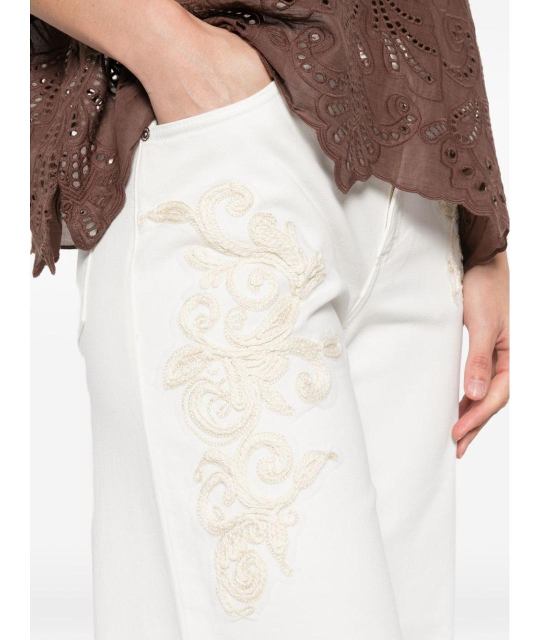 ERMANNO FIRENZE Белые хлопковые джинсы клеш, фото 5