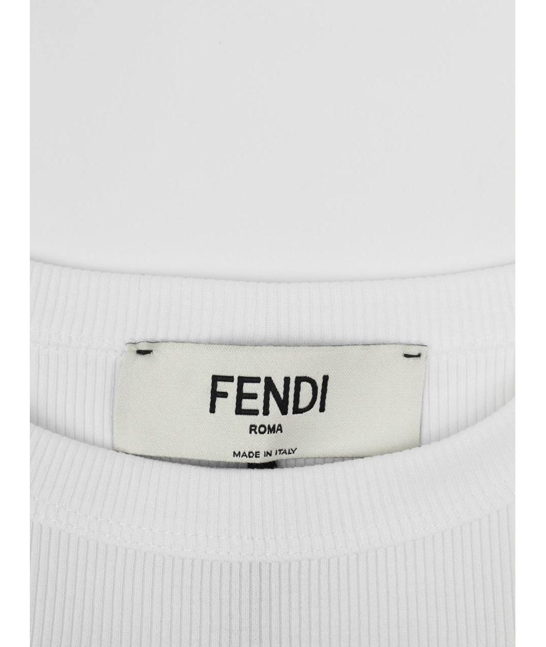 FENDI Белая хлопко-эластановая майка, фото 4