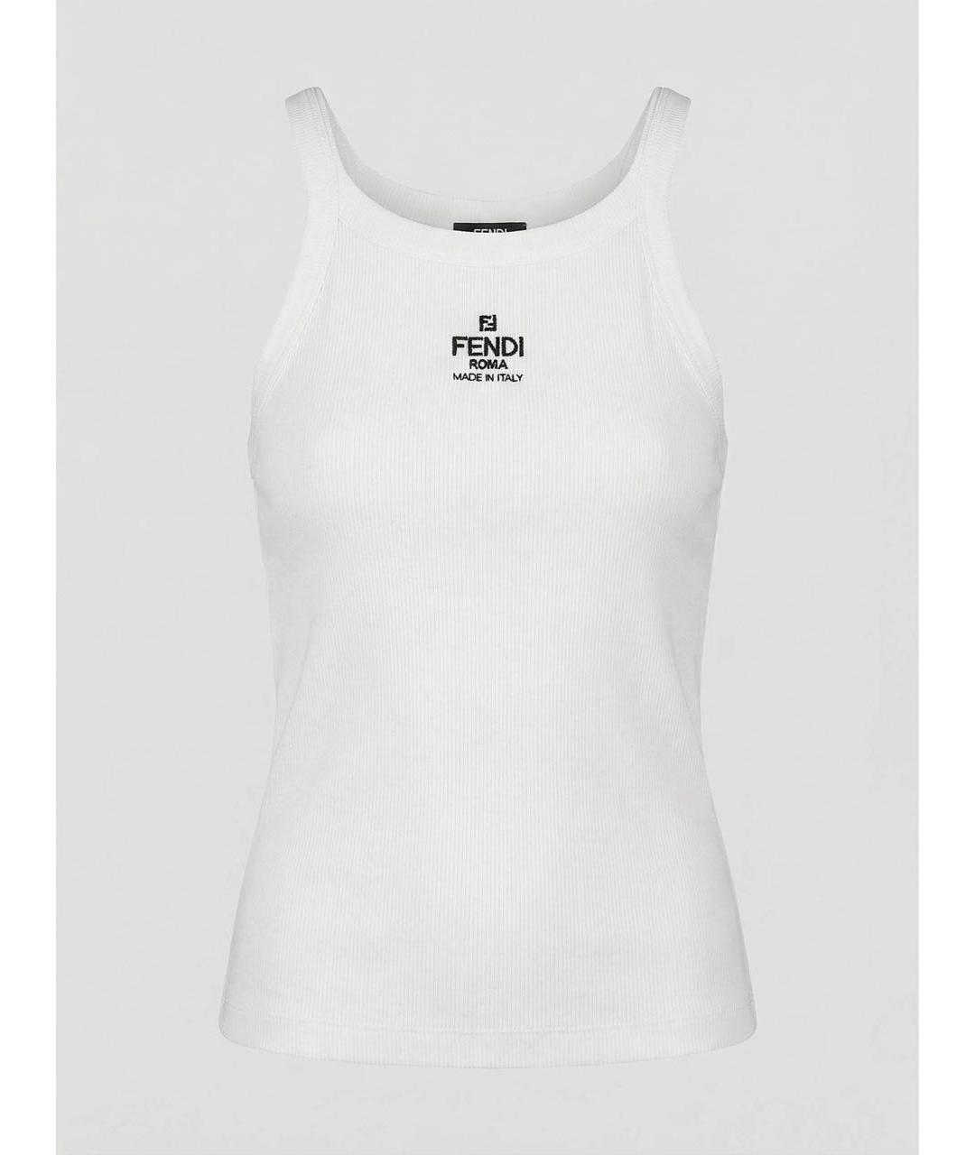FENDI Белая хлопко-эластановая майка, фото 9