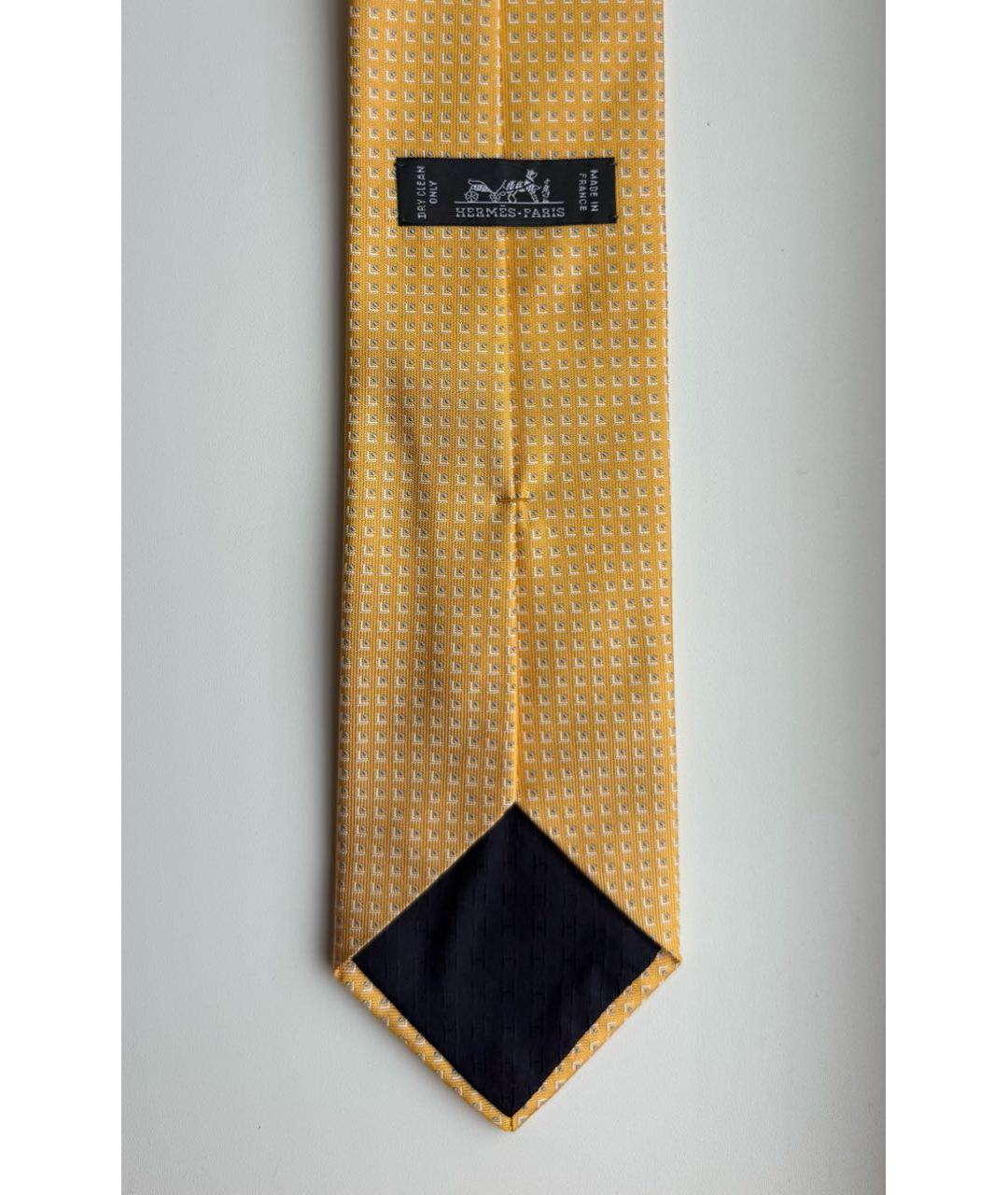 HERMES Желтый шелковый галстук, фото 4