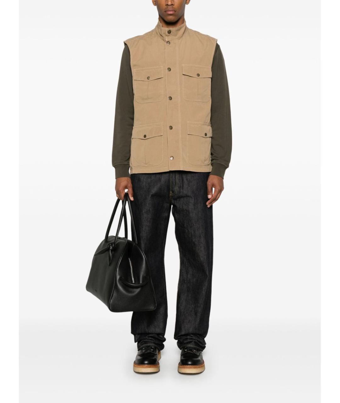 BARBOUR Бежевый хлопковый жилет, фото 4