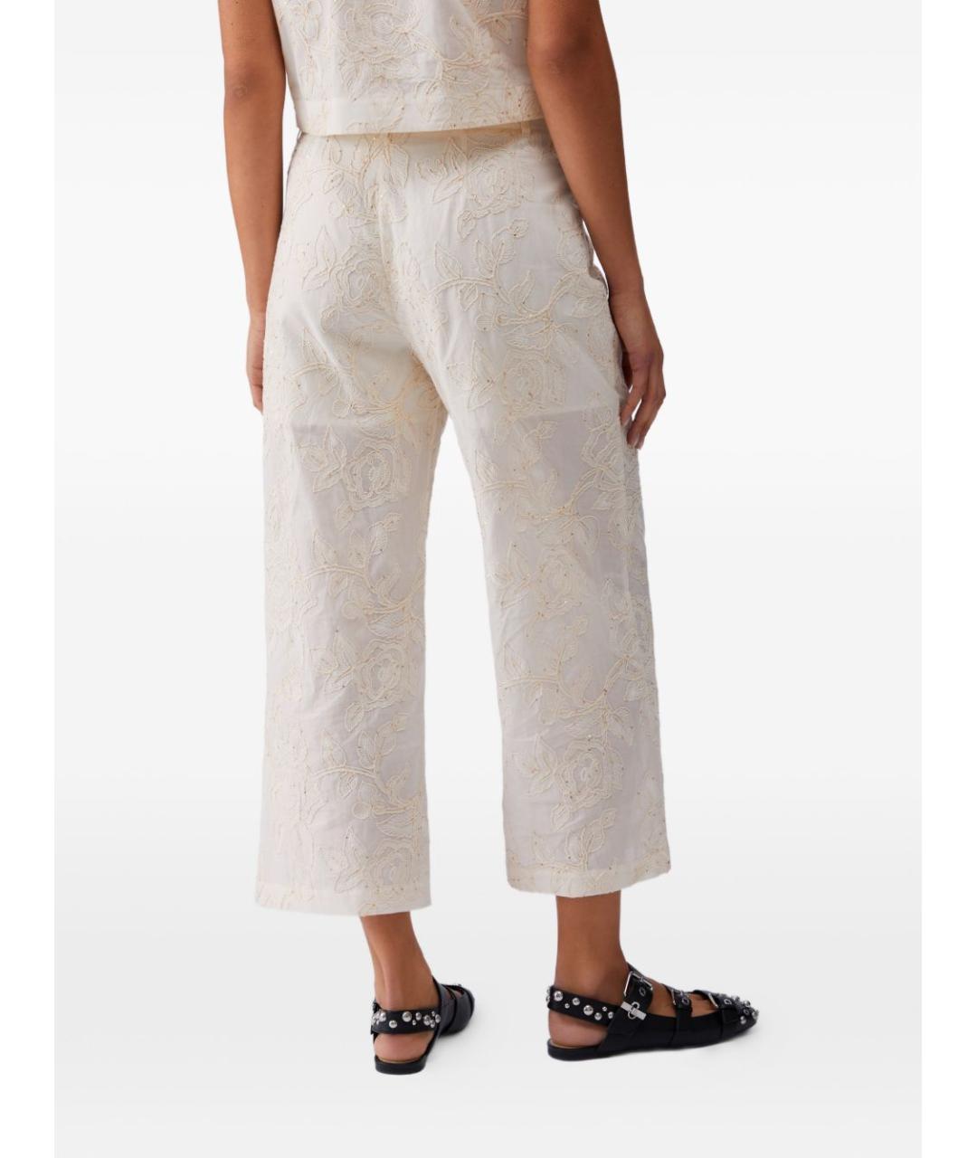 LIU JO Бежевые хлопковые прямые брюки, фото 3