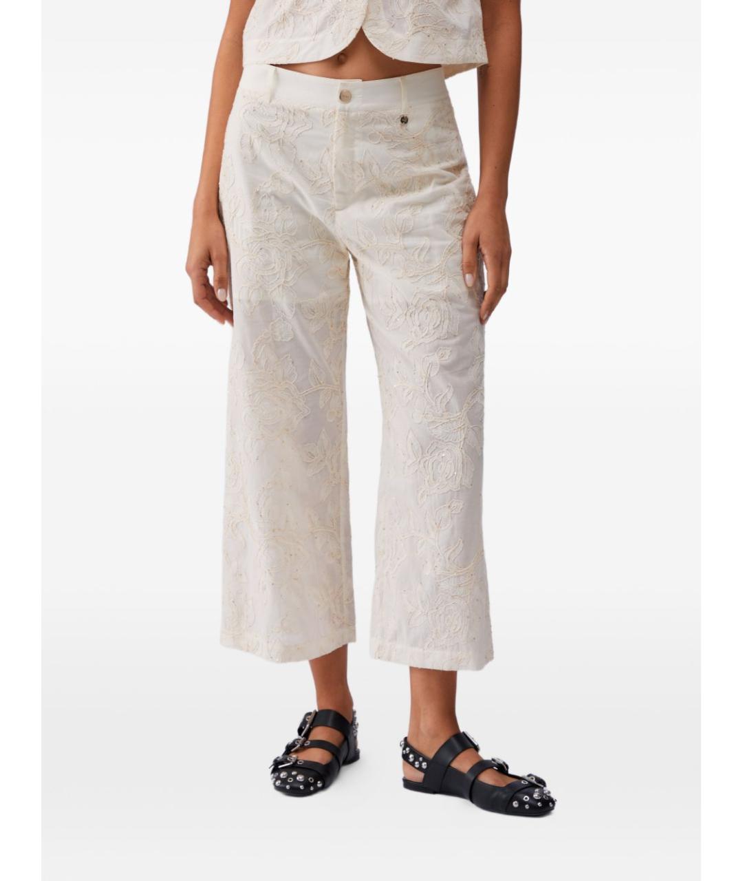 LIU JO Бежевые хлопковые прямые брюки, фото 2