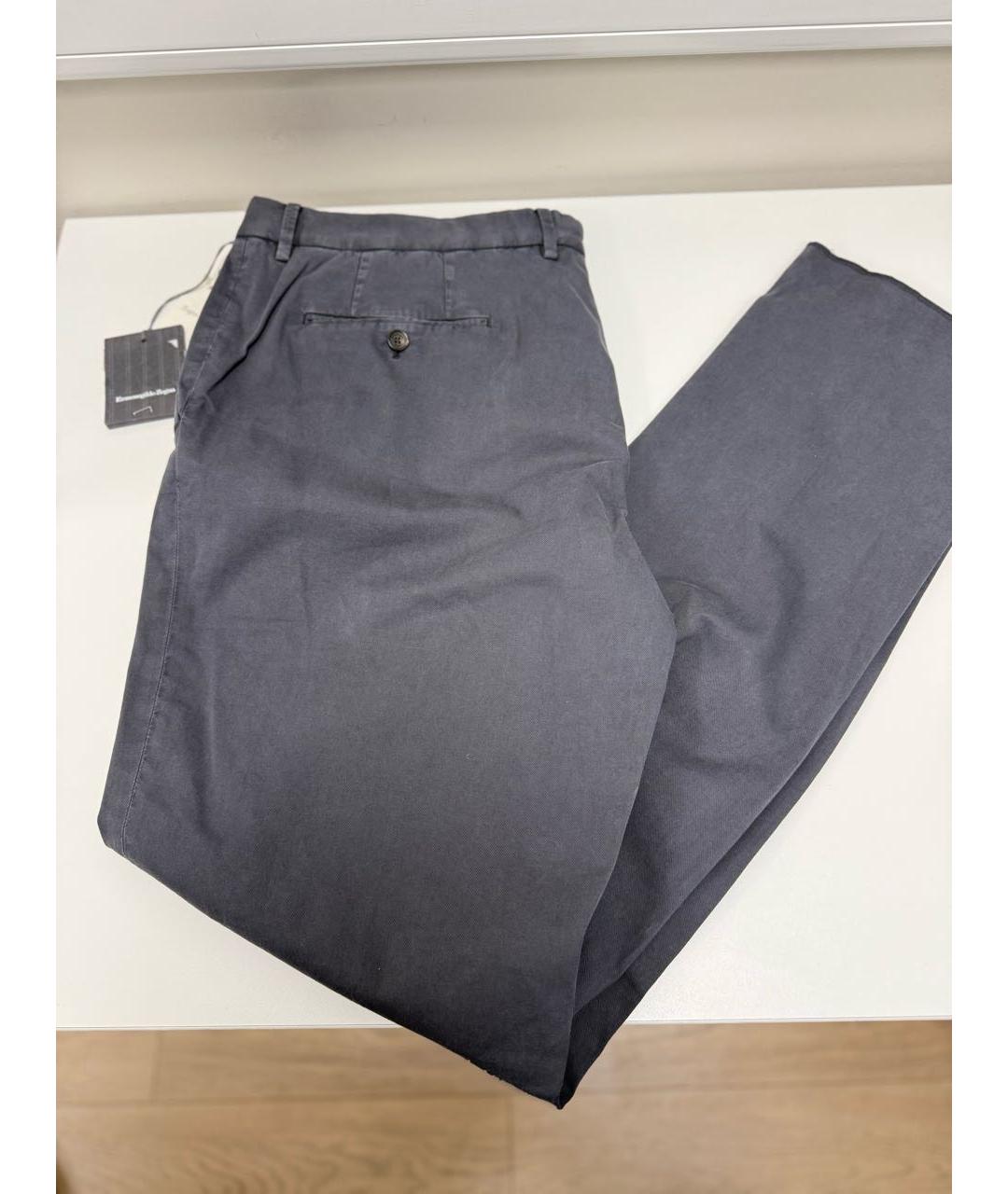 ERMENEGILDO ZEGNA XXX Темно-синие хлопко-эластановые повседневные брюки, фото 5