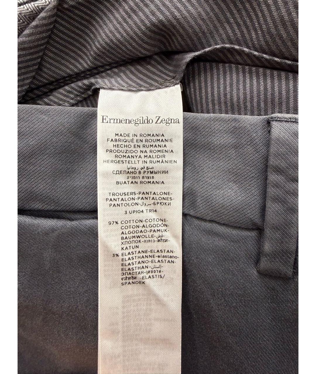 ERMENEGILDO ZEGNA XXX Темно-синие хлопко-эластановые повседневные брюки, фото 3