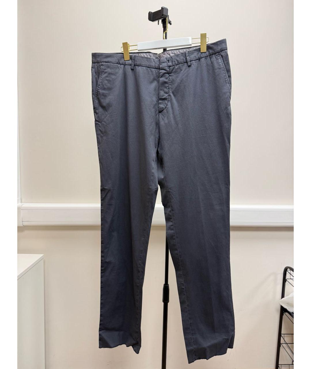 ERMENEGILDO ZEGNA XXX Темно-синие хлопко-эластановые повседневные брюки, фото 6