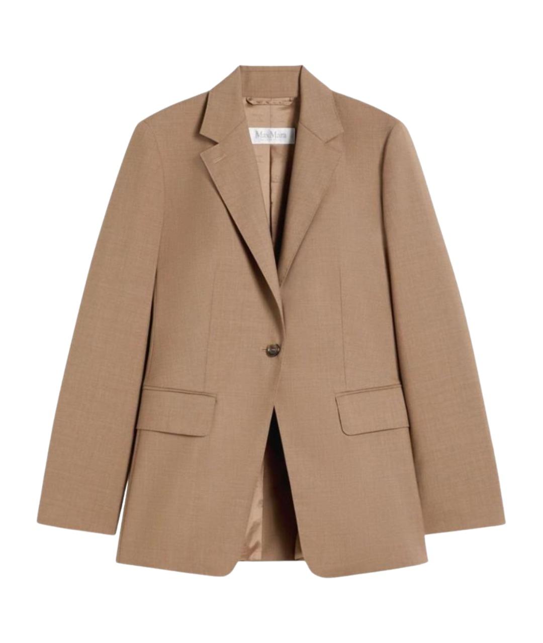 MAX MARA Бежевый шерстяной жакет/пиджак, фото 1