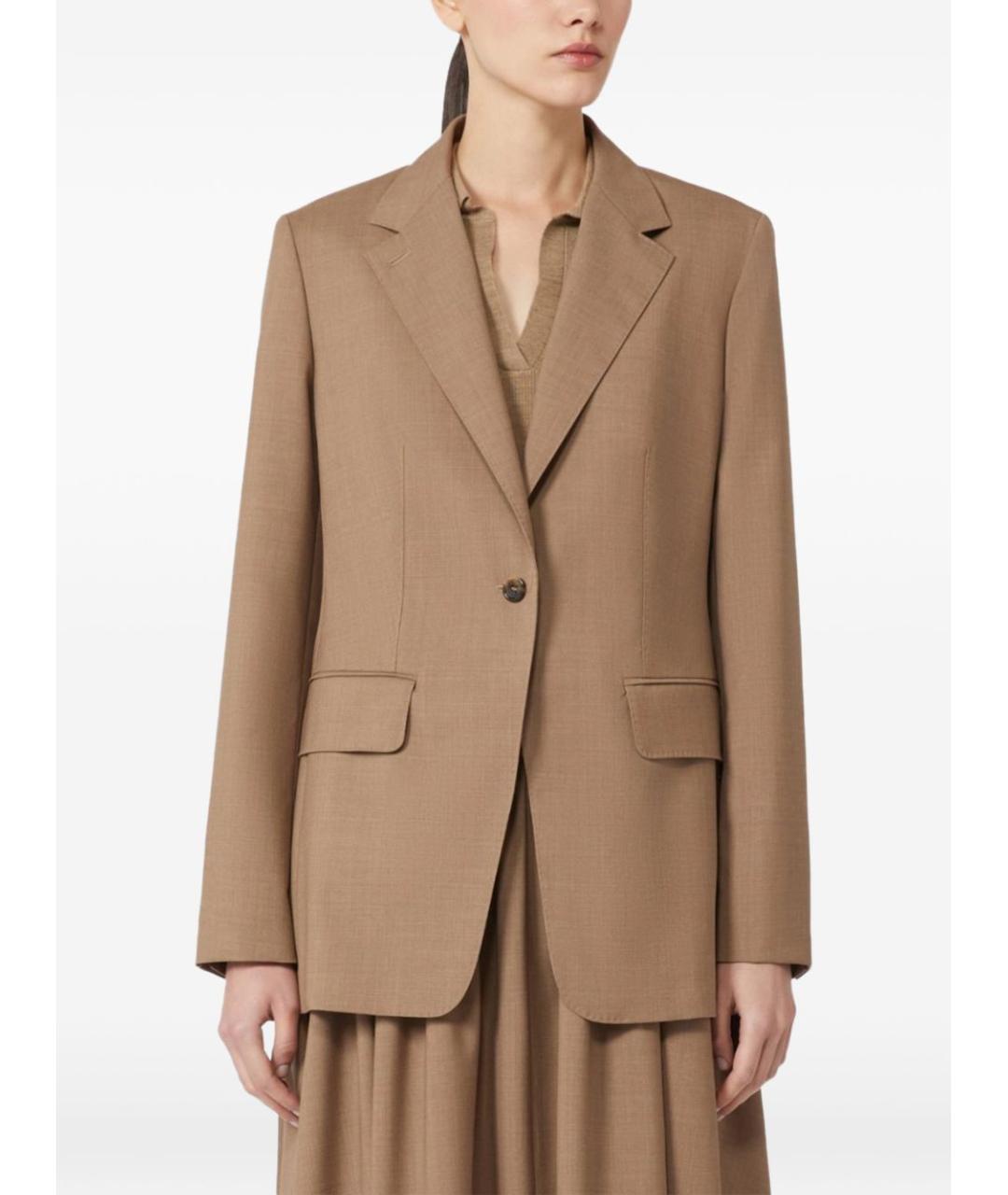 MAX MARA Бежевый шерстяной жакет/пиджак, фото 2
