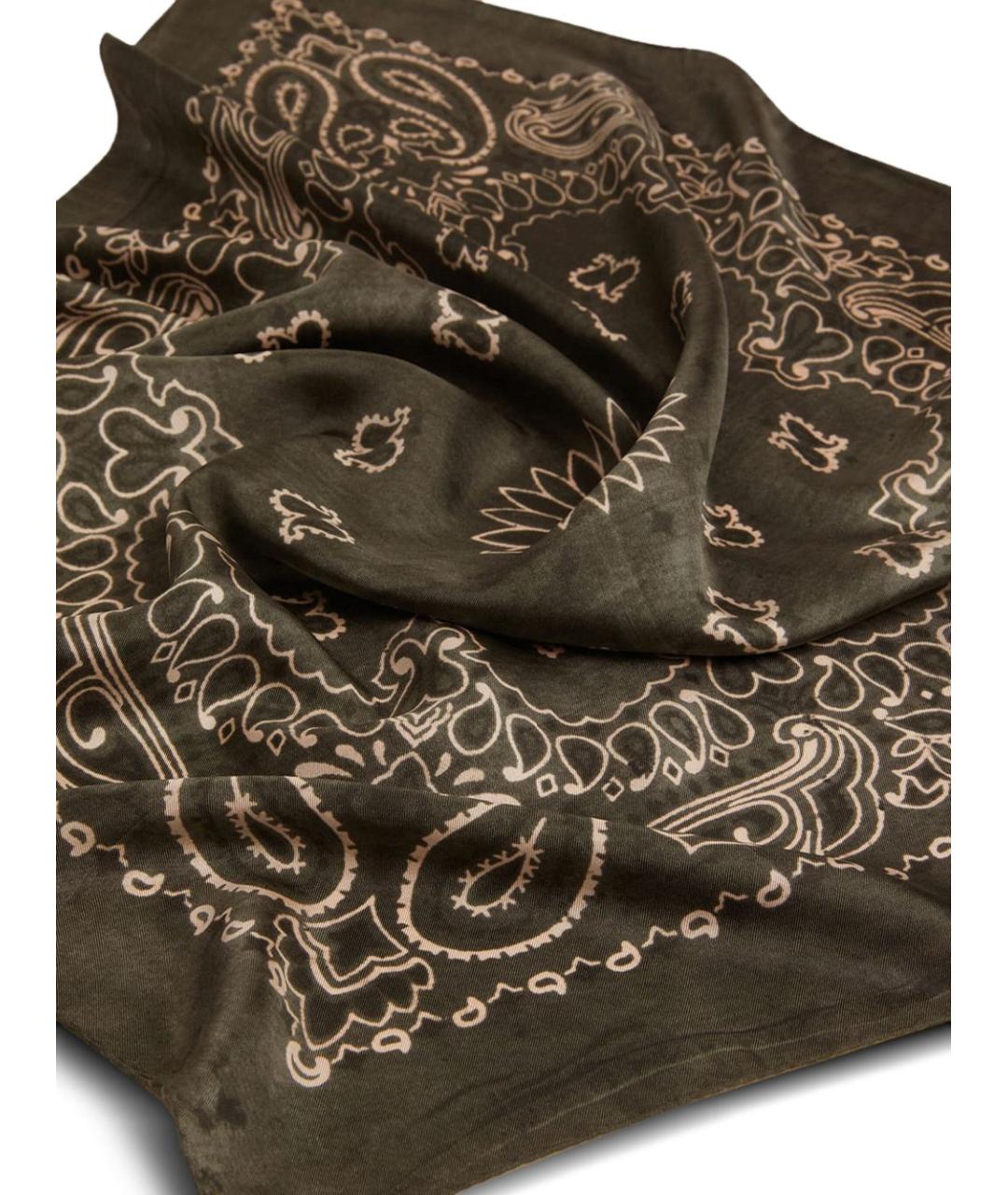 GOLDEN GOOSE DELUXE BRAND Коричневый шелковый платок, фото 2