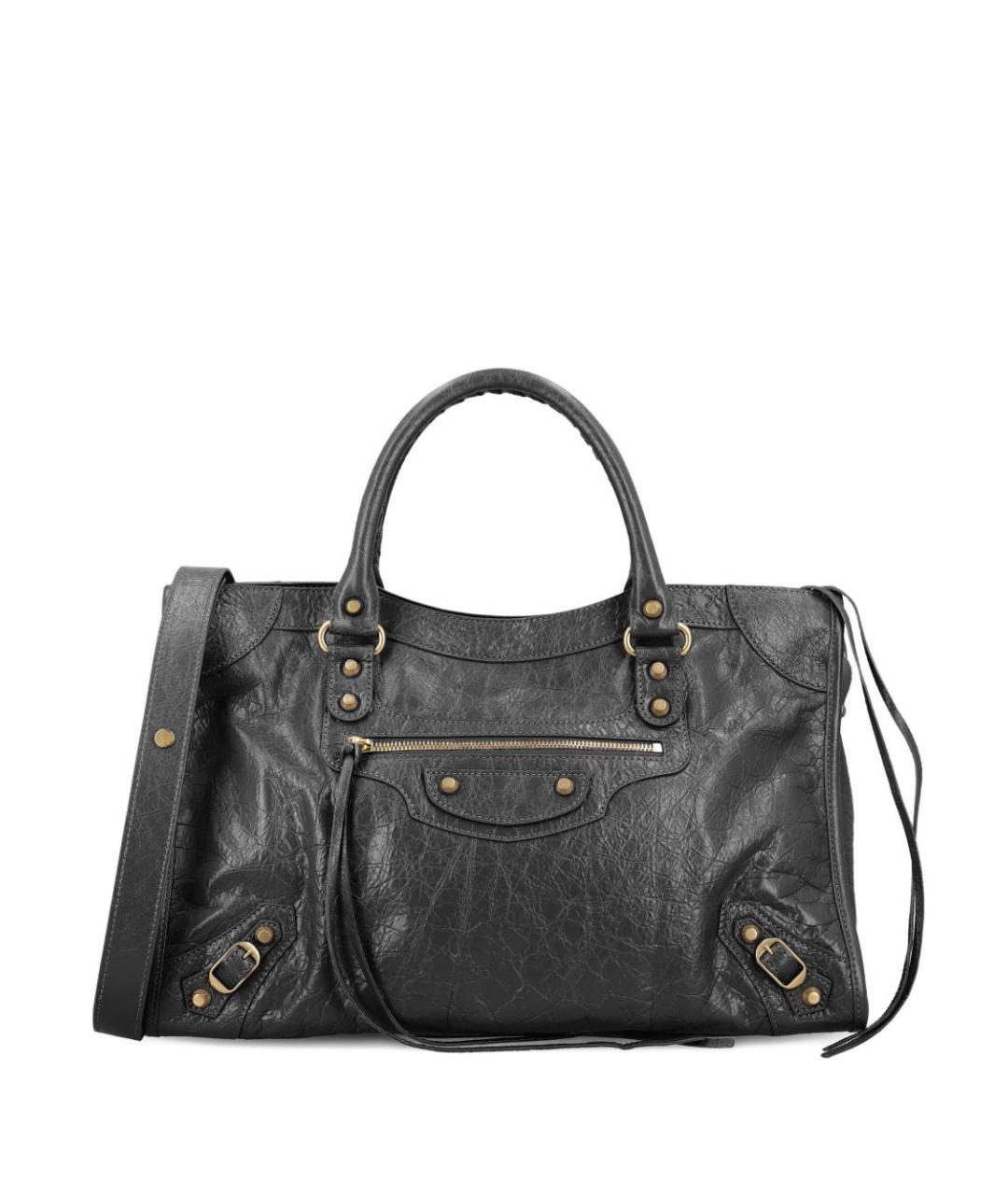 BALENCIAGA Черная кожаная сумка тоут, фото 1