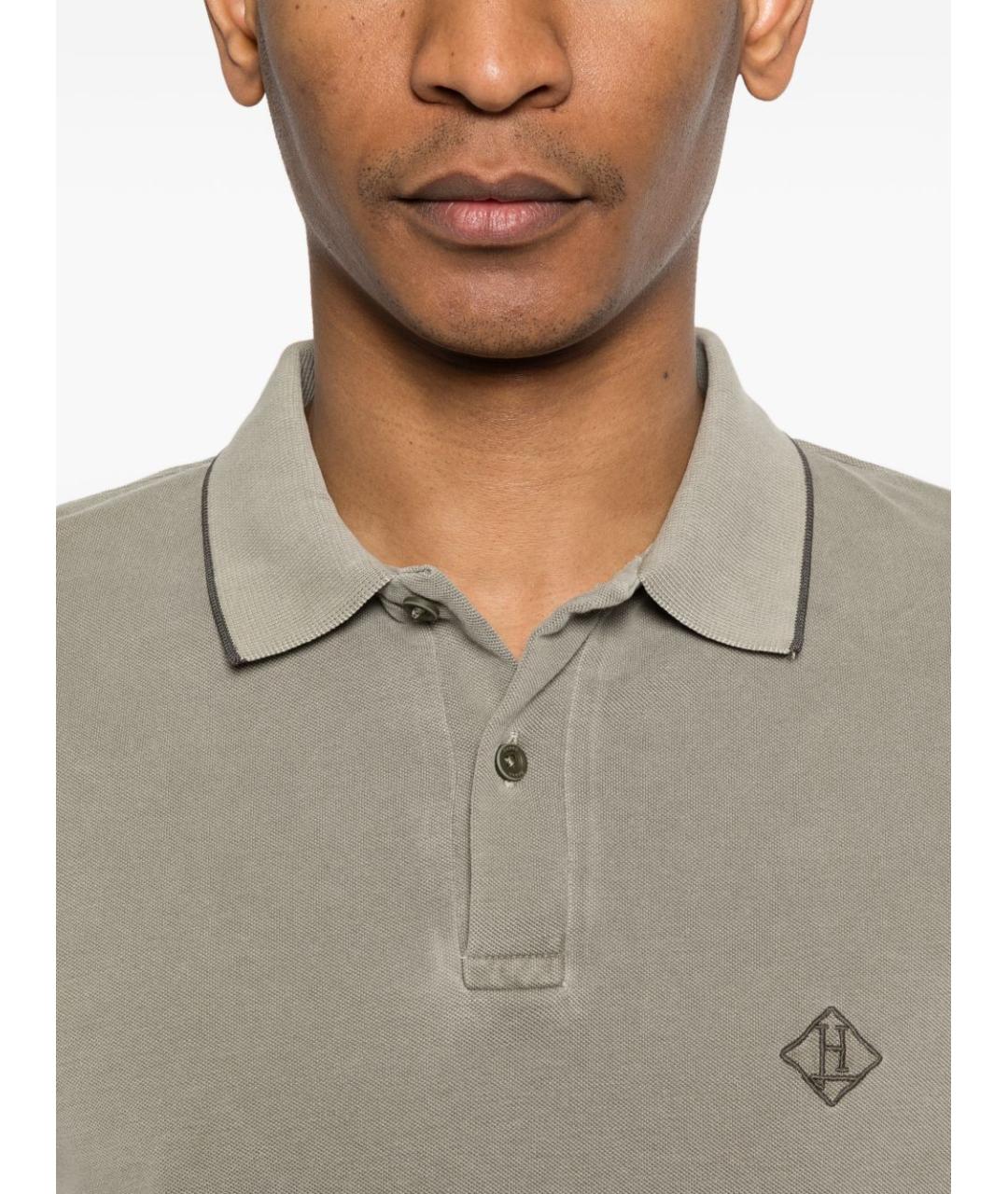 HERNO Зеленые хлопковое поло с коротким рукавом, фото 3