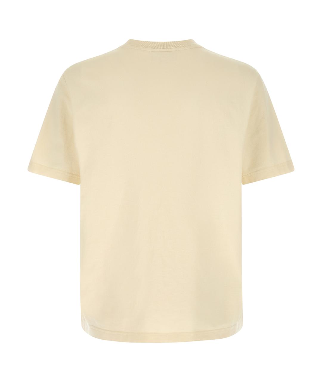 MAISON KITSUNE Бежевая хлопковая футболка, фото 2