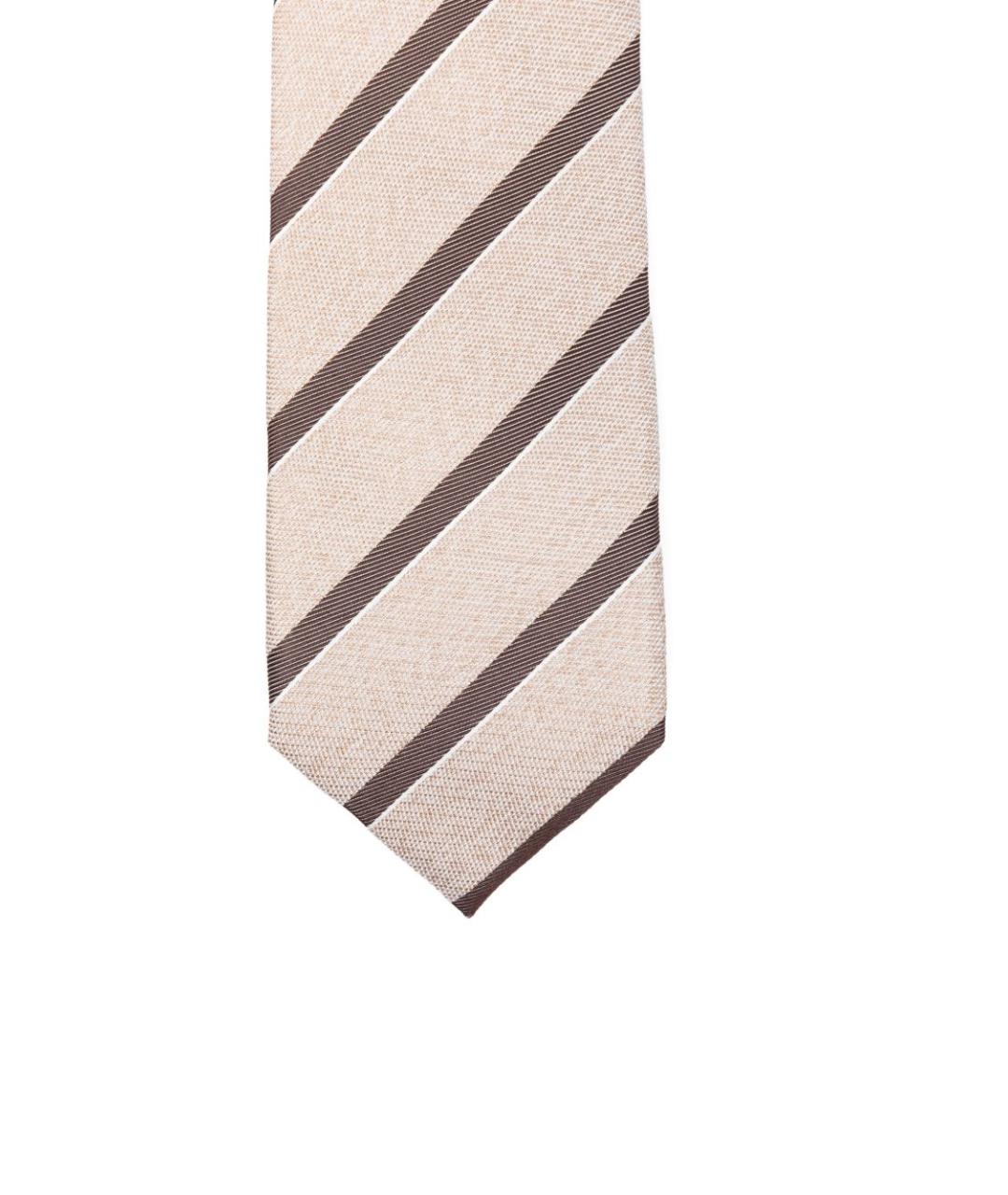 CORNELIANI Бежевый шелковый галстук, фото 3