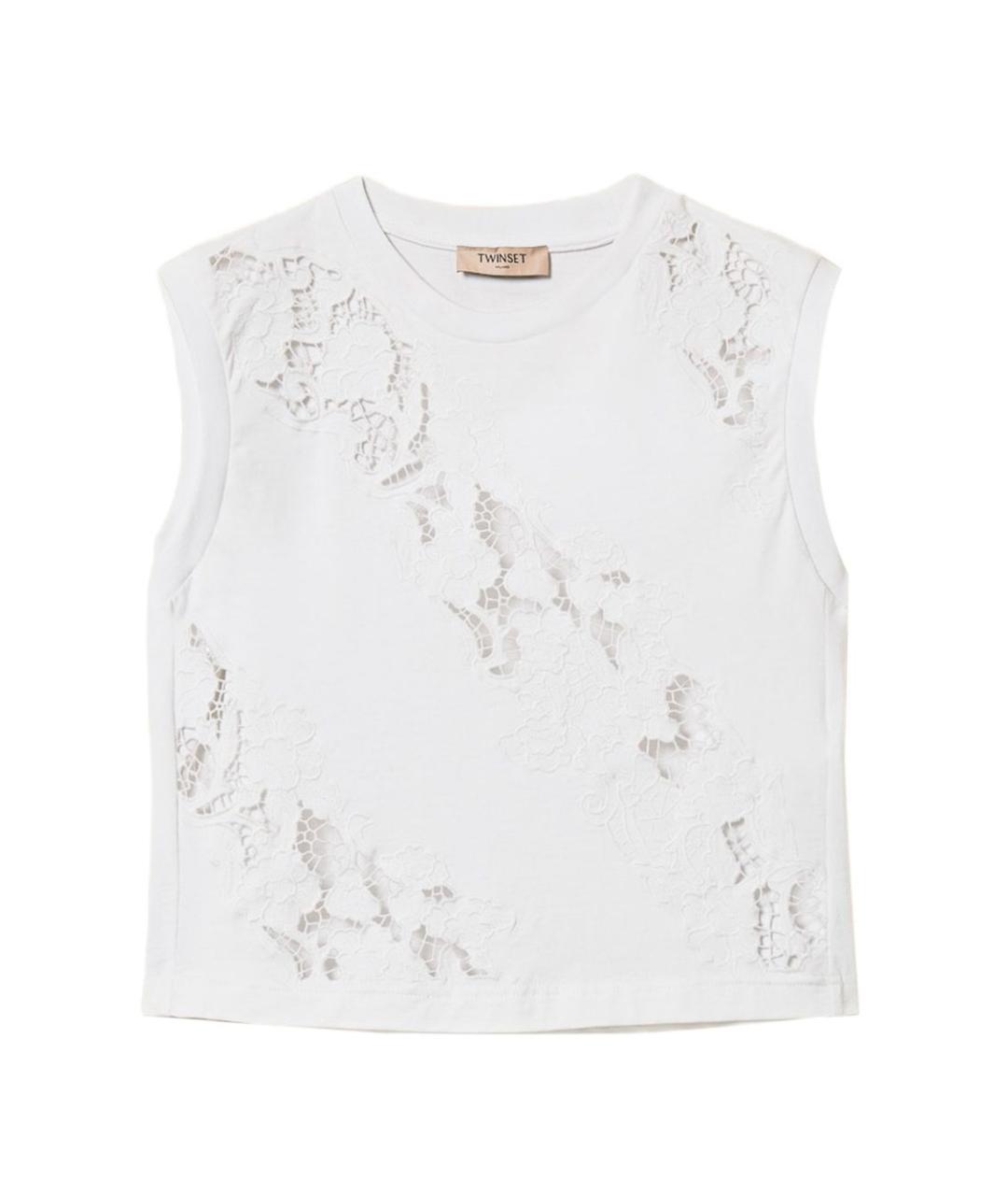 TWIN-SET Белая хлопковая майка, фото 1