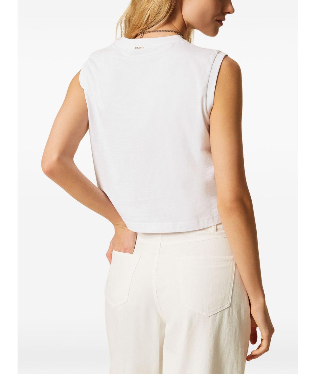 TWIN-SET Белая хлопковая майка, фото 4