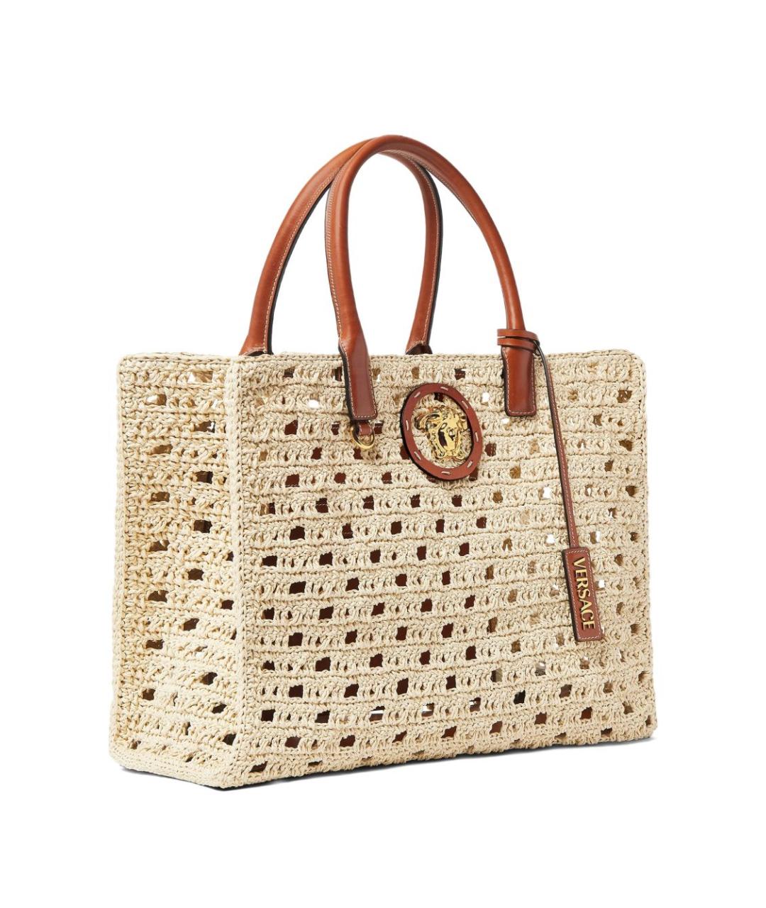 VERSACE Бежевая хлопковая сумка тоут, фото 5