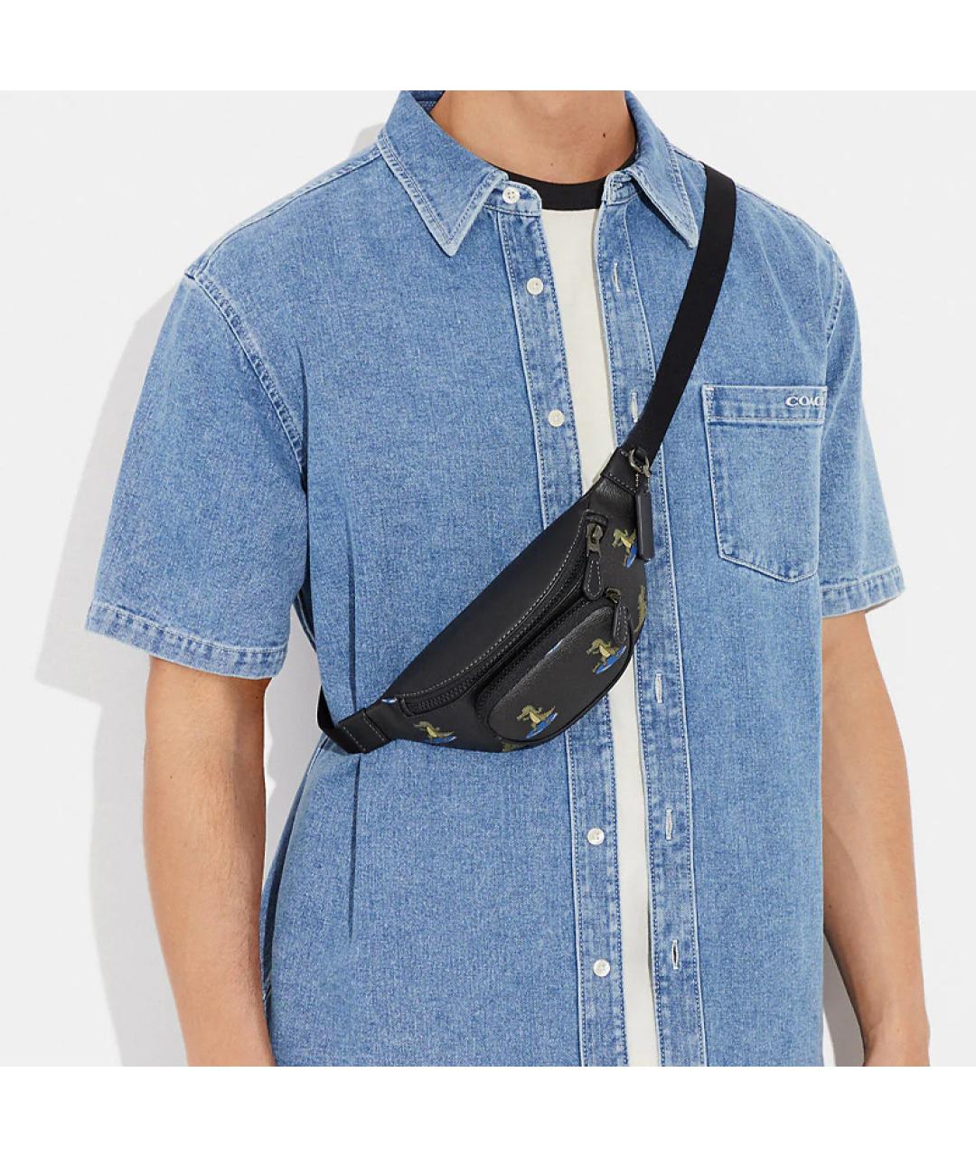 COACH Черная поясная сумка, фото 5