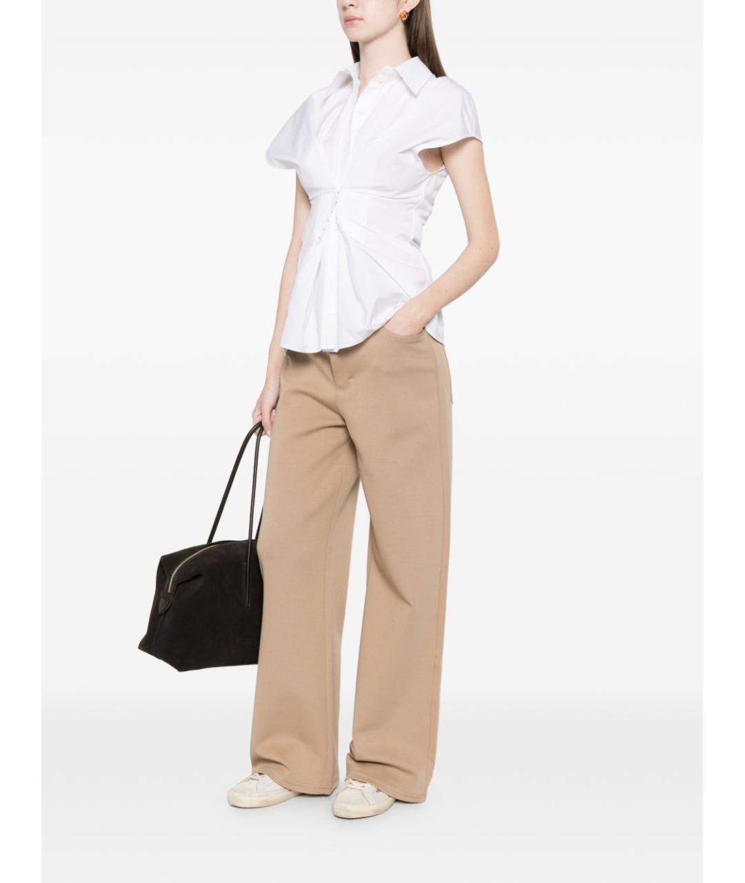 'S MAX MARA Коричневые хлопковые прямые брюки, фото 5