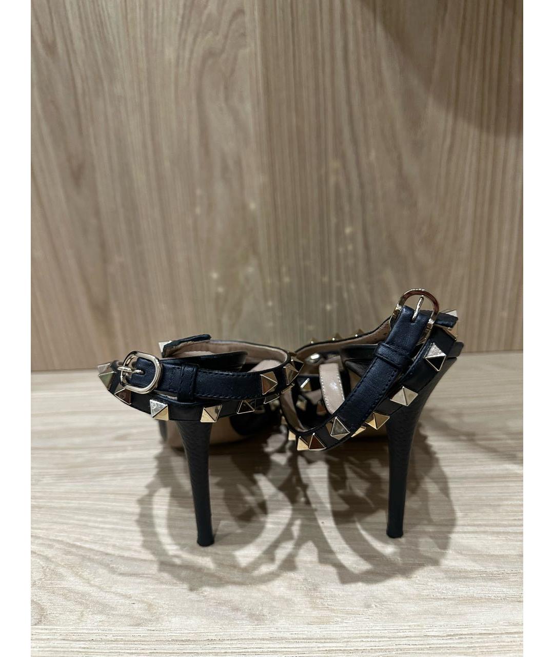 VALENTINO Черные кожаные босоножки, фото 4