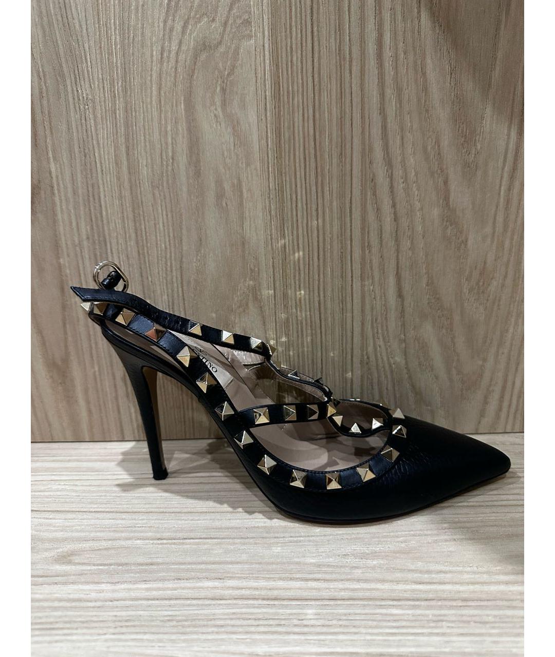 VALENTINO Черные кожаные босоножки, фото 5