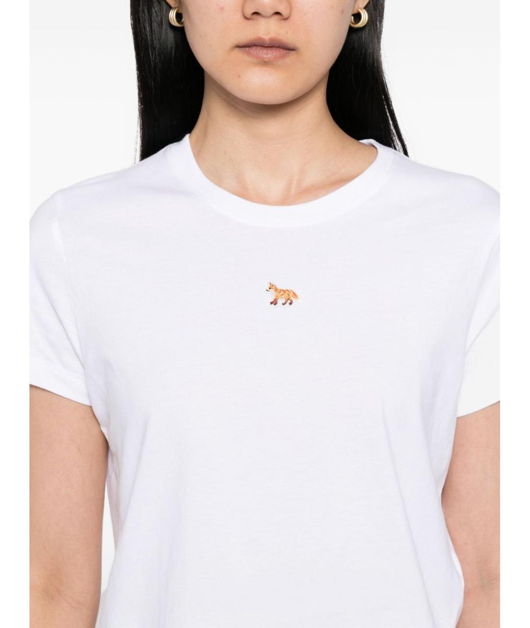MAISON KITSUNE Белая хлопковая футболка, фото 4