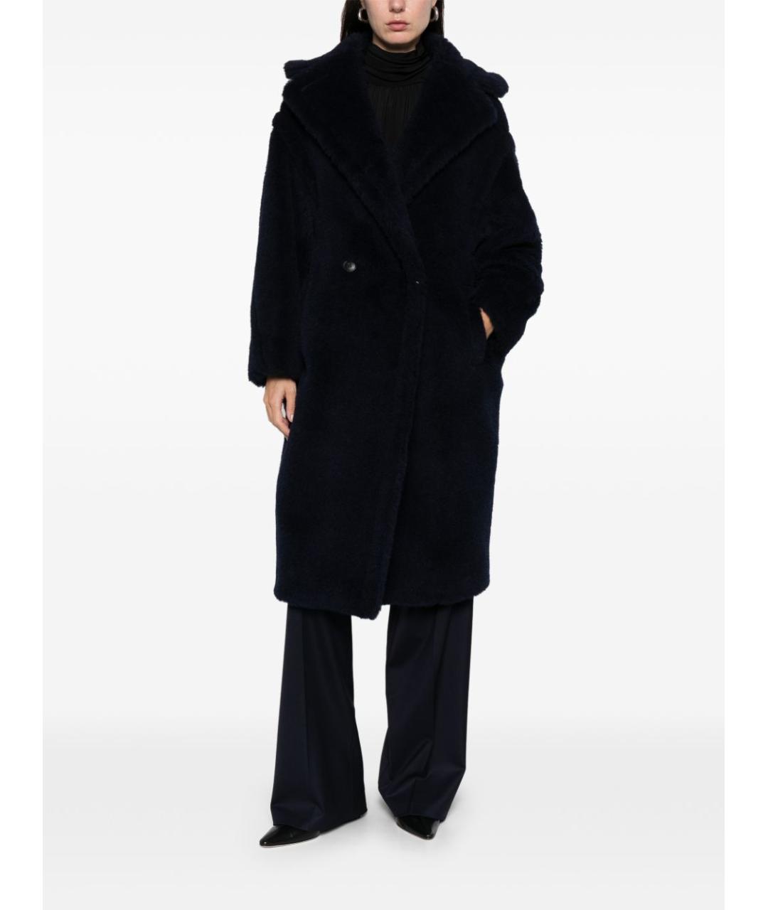MAX MARA Темно-синее шерстяное пальто, фото 3