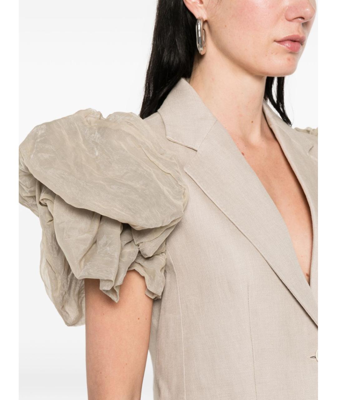 MAX MARA Бежевый льняной жакет/пиджак, фото 4