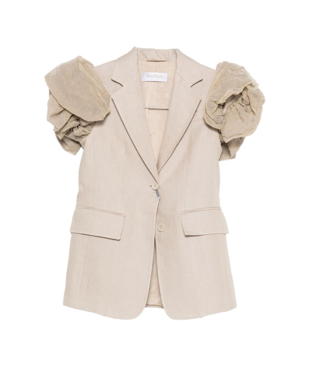 MAX MARA Бежевый льняной жакет/пиджак, фото 1