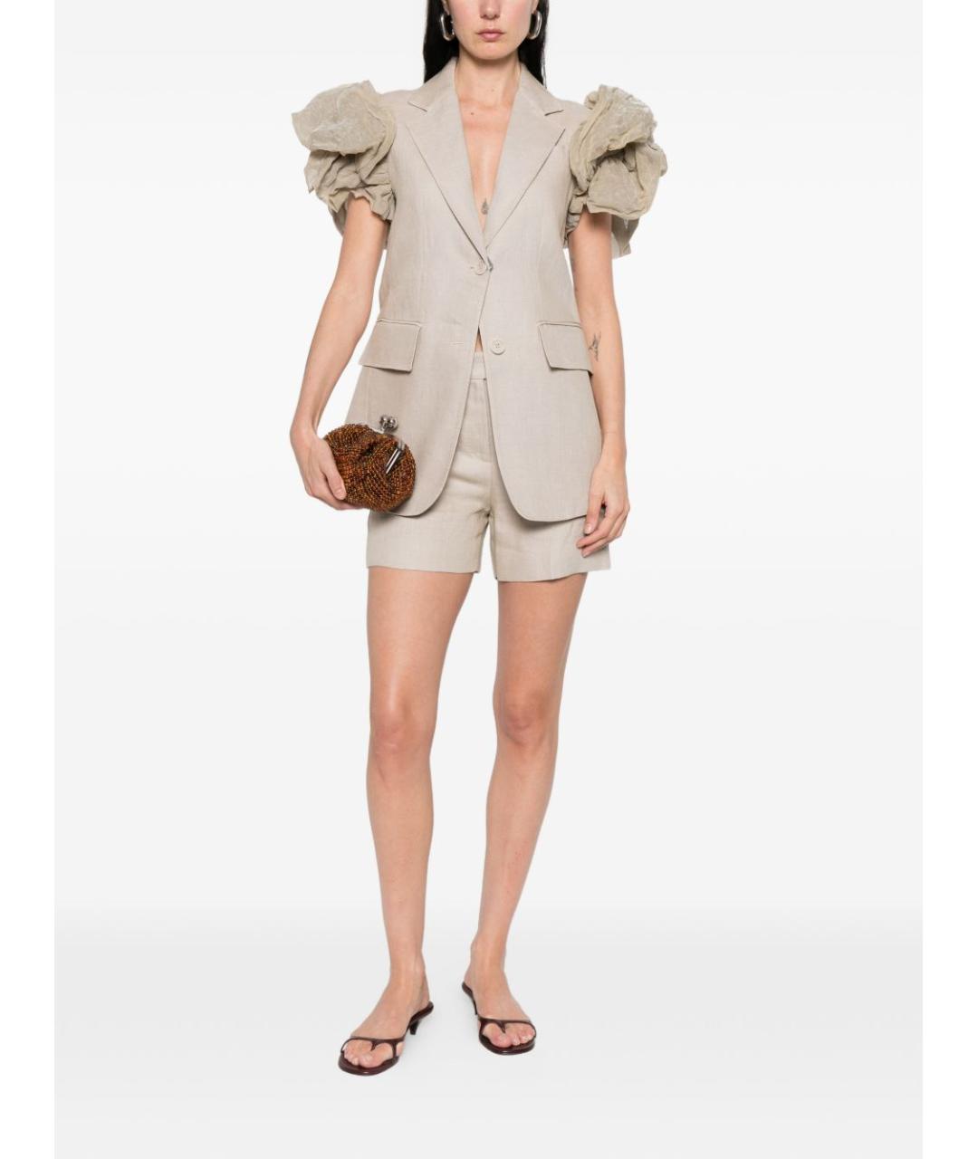 MAX MARA Бежевый льняной жакет/пиджак, фото 5