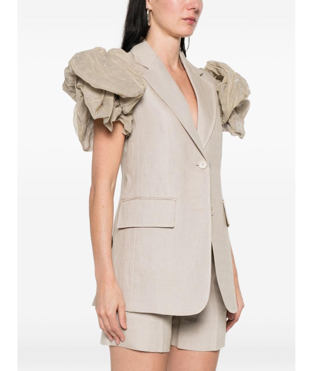 MAX MARA Бежевый льняной жакет/пиджак, фото 3