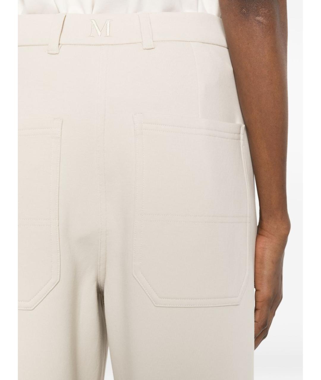 'S MAX MARA Бежевые хлопковые прямые брюки, фото 4