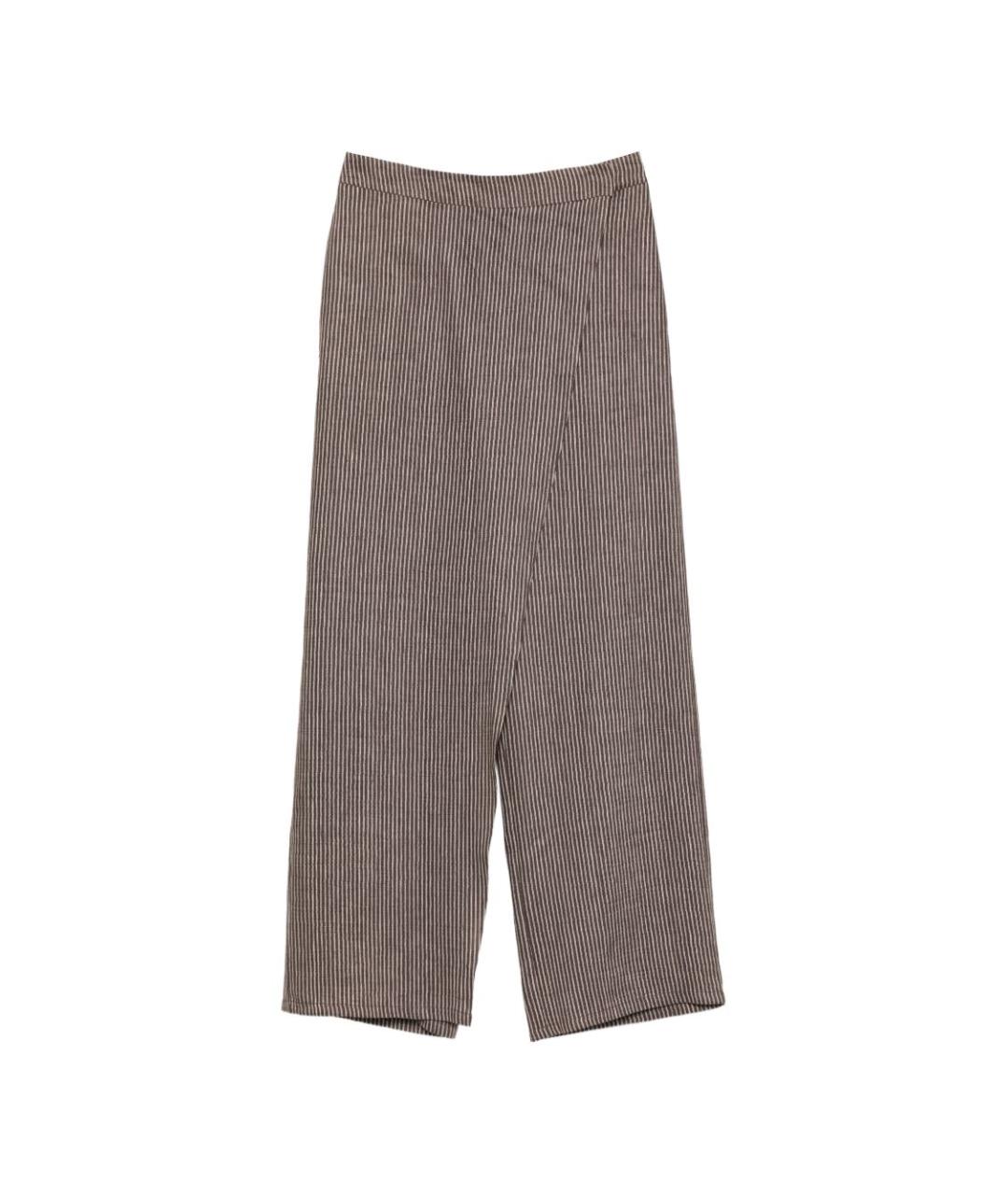 ALYSI Коричневые льняные прямые брюки, фото 1