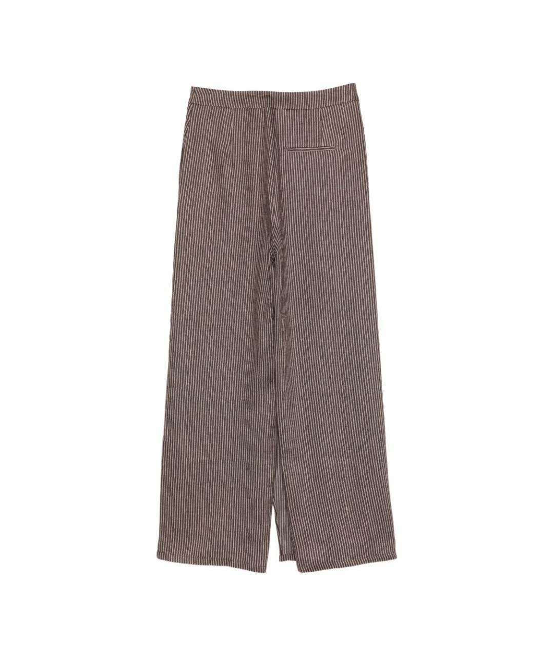 ALYSI Коричневые льняные прямые брюки, фото 3