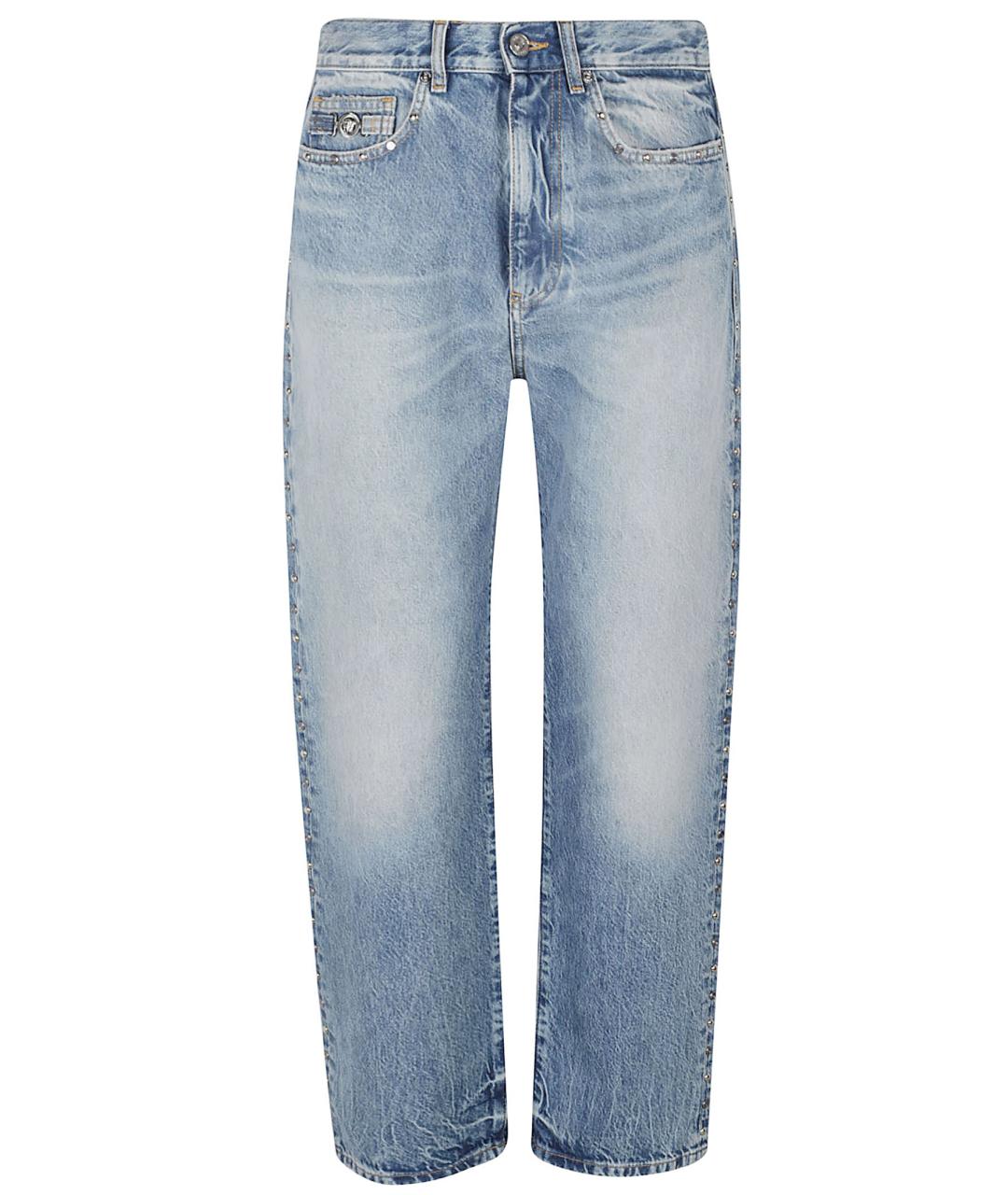 VERSACE Голубые хлопковые прямые джинсы, фото 1