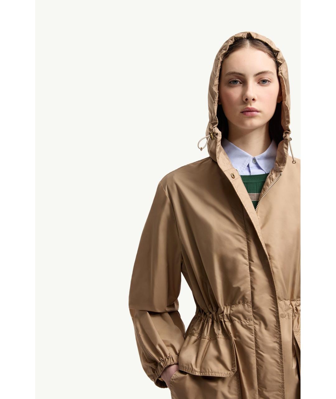 MONCLER Бежевая полиамидовая парка, фото 4