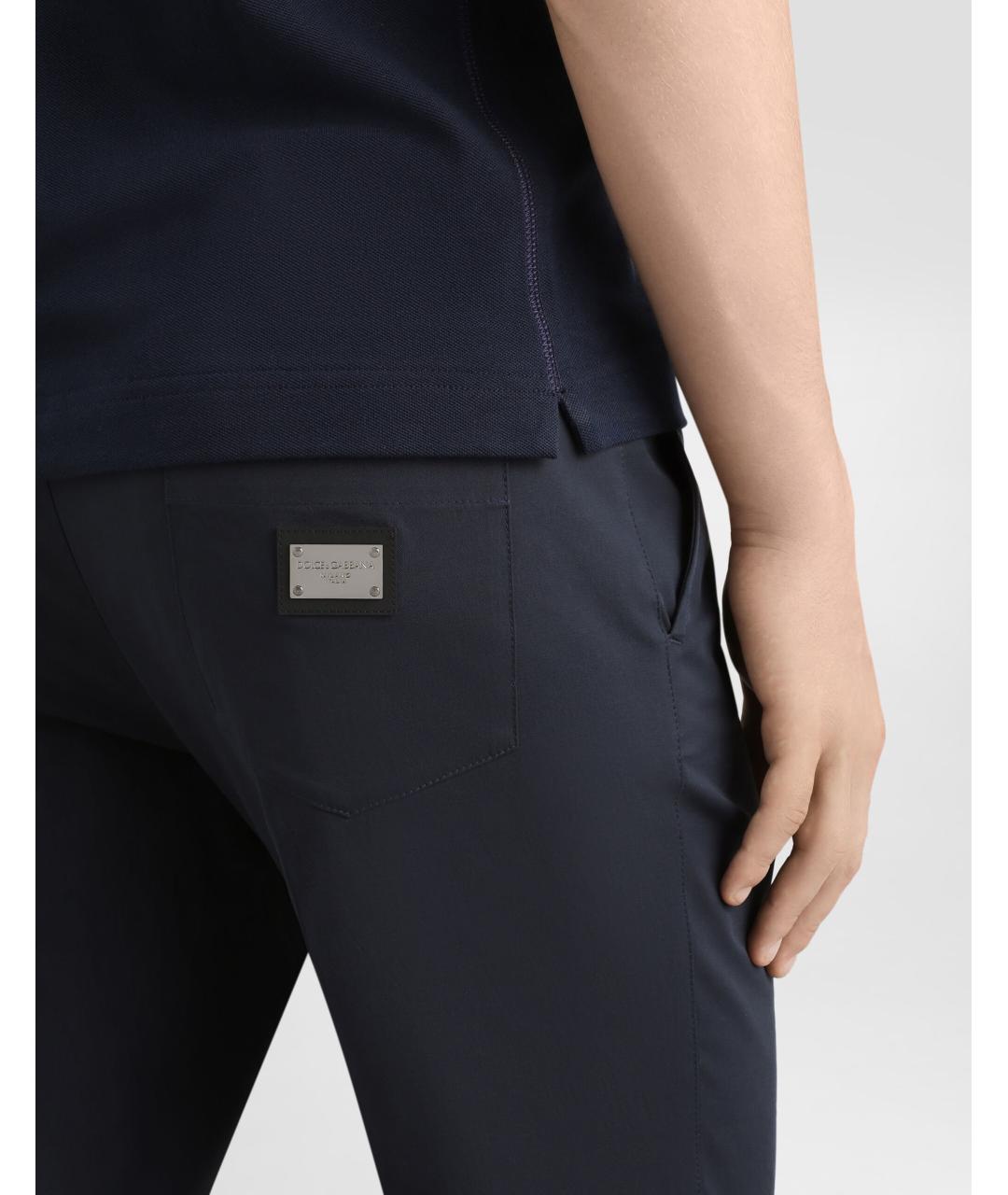 DOLCE&GABBANA Синее хлопковое поло с коротким рукавом, фото 5