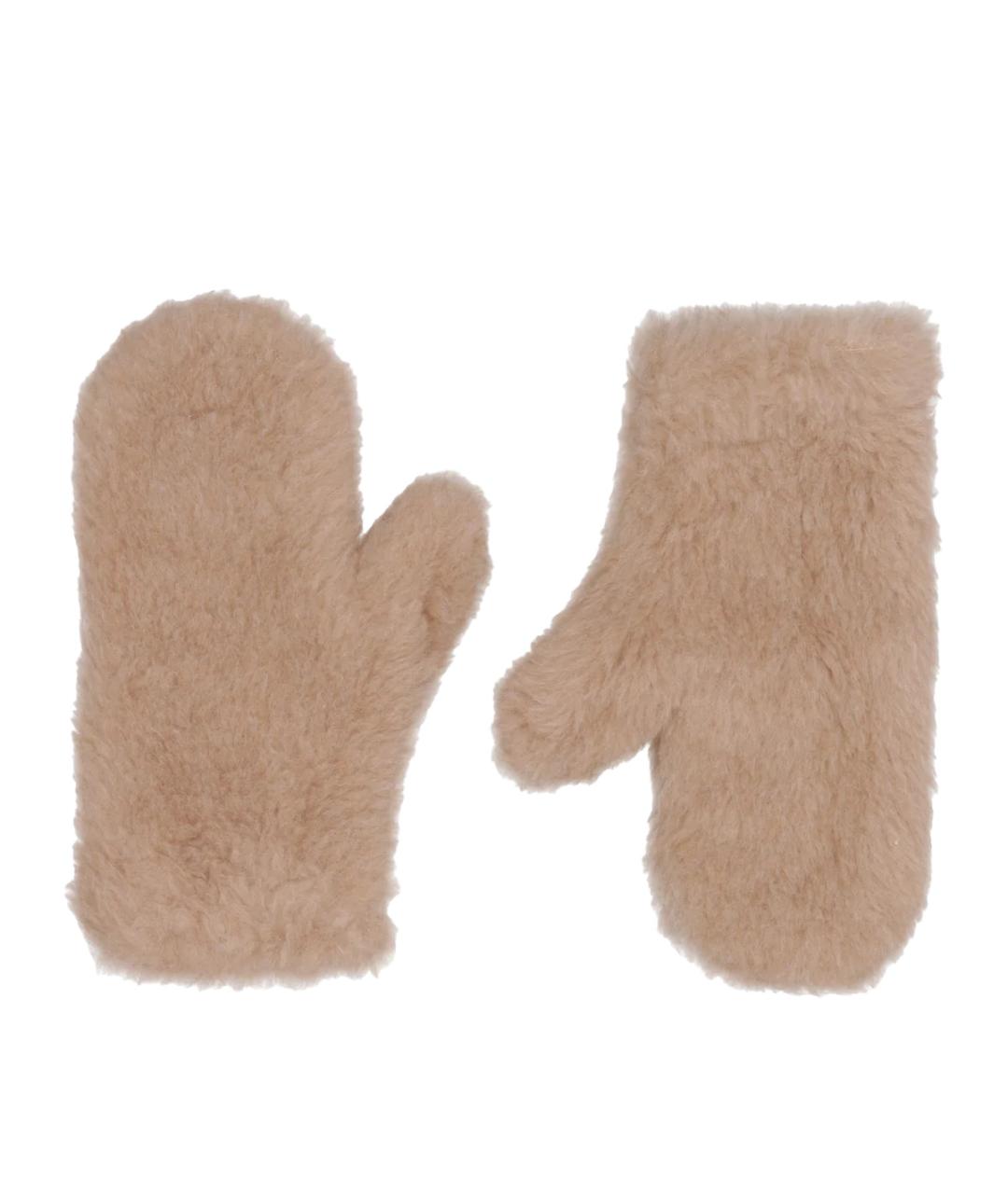 MAX MARA Бежевые шерстяные перчатки, фото 1