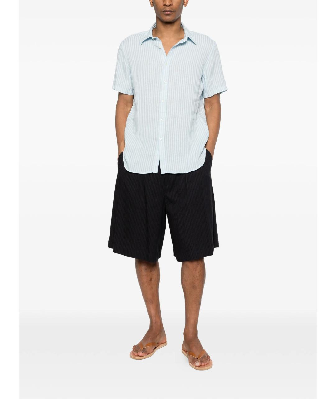 120% LINO Голубая льняная кэжуал рубашка, фото 2